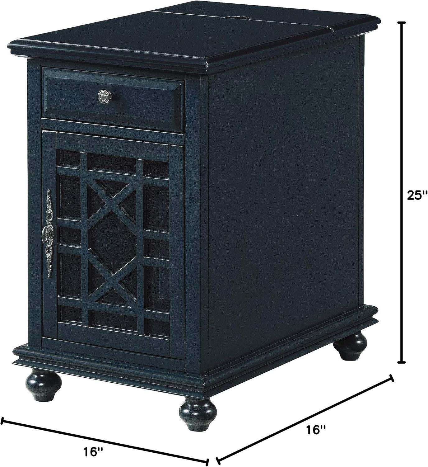 Martin Svensson Home Elegant Chairside Table with Power Catalina Blue