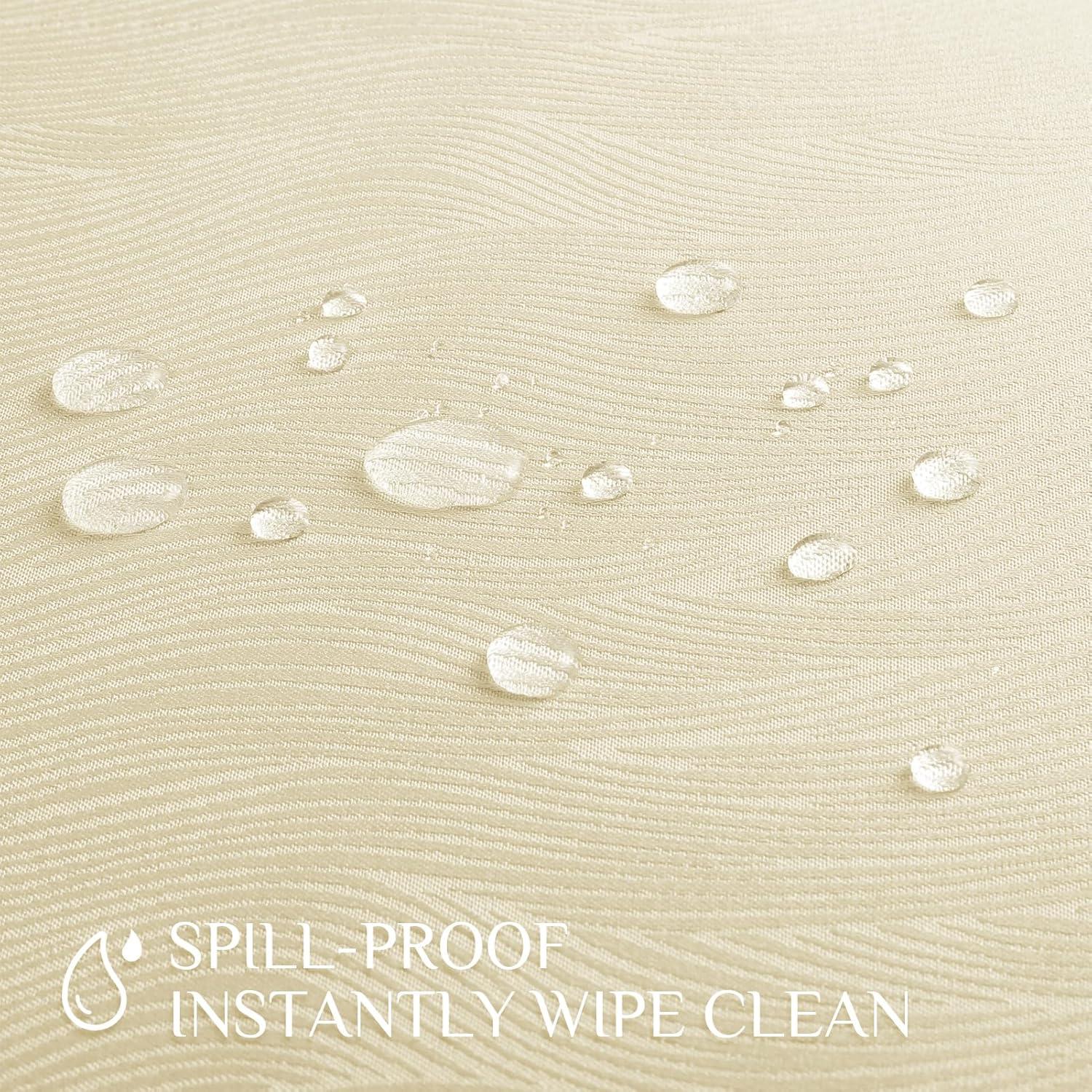 Softalker Jacquard Rectangle Tablecloth, Swirl Design Waterproof Stain Resistant Table Cover Wrinkle Free Heavy Weight Table Cloths for Dinner/Parties/Holiday - 60 x 104 Inch, Ivory