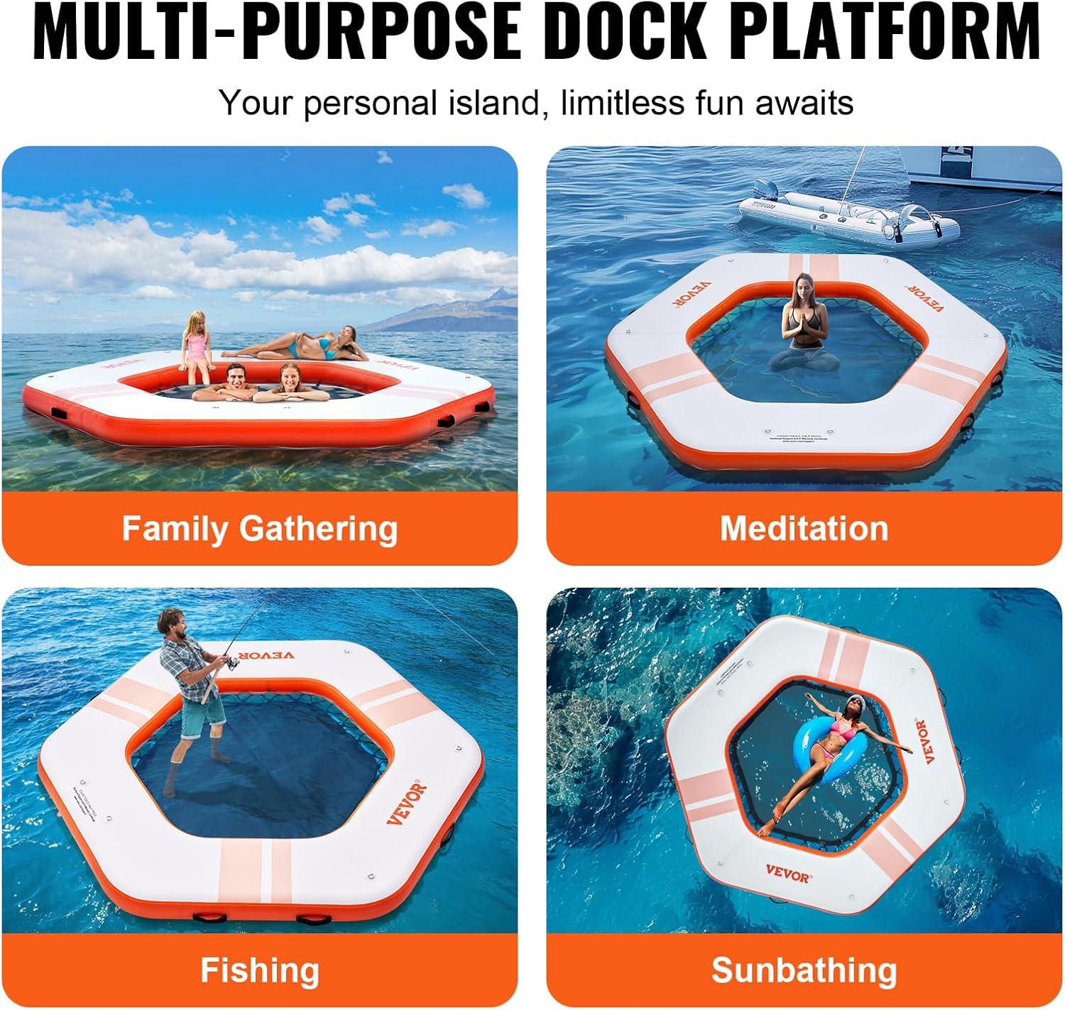 Stellweilan Tessberg 8.5FT Inflatable Dock Platform with 5FT Trampoline Mesh Pool with Portable Bag & Detachable Ladder