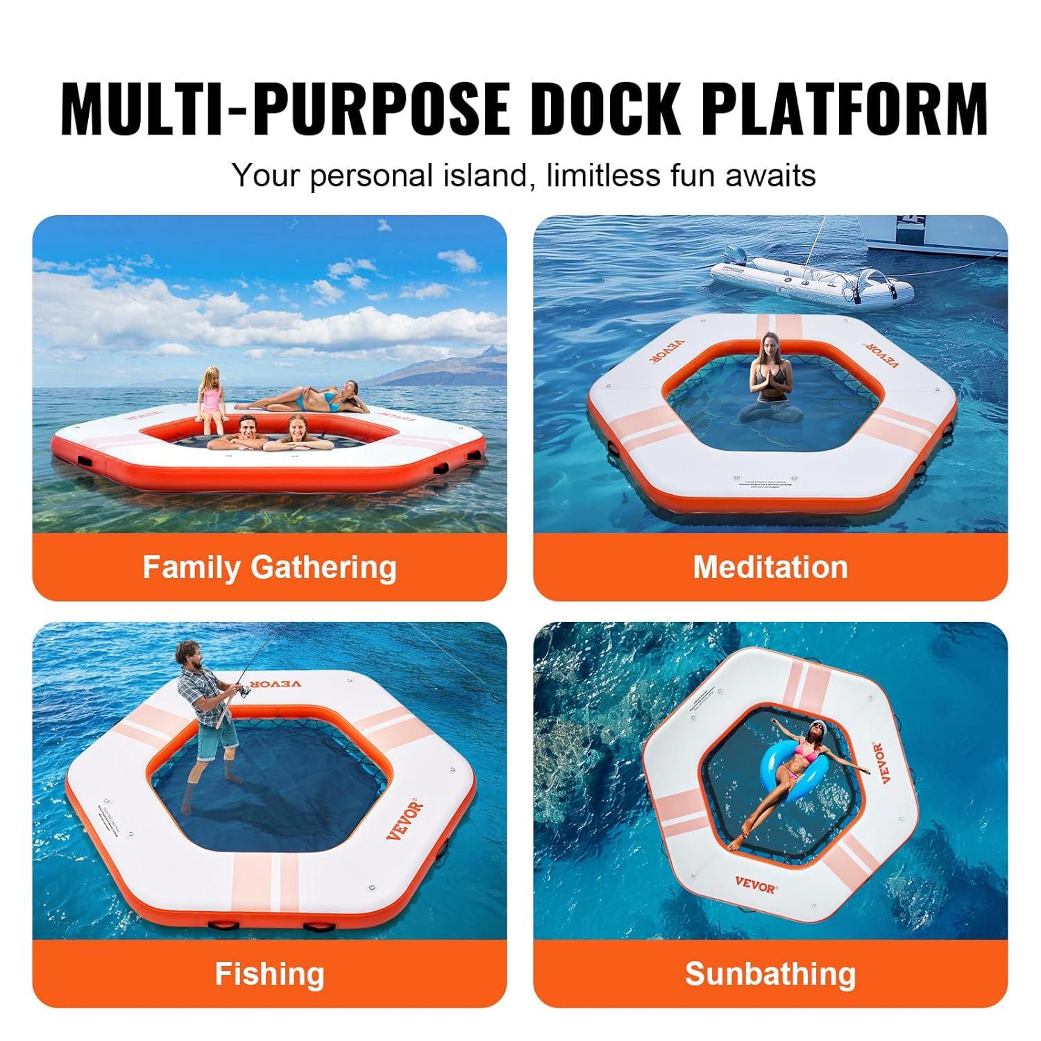Stellweilan Tessberg 8.5FT Inflatable Dock Platform with 5FT Trampoline Mesh Pool with Portable Bag & Detachable Ladder