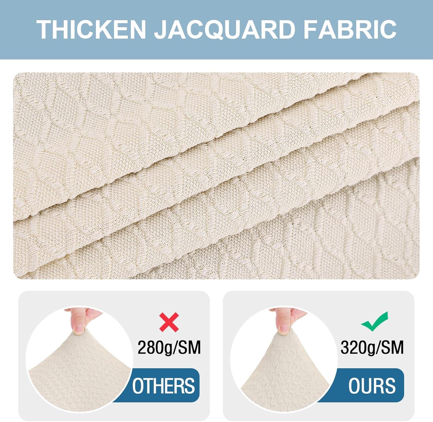 Smiry Dining Chair Seat Covers Stretch Jacquard Chair Slipcover with Ties (Set of 6, Beige)