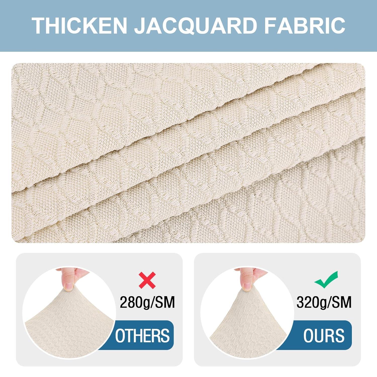 Smiry Dining Chair Seat Covers Stretch Jacquard Chair Slipcover with Ties (Set of 6, Beige)