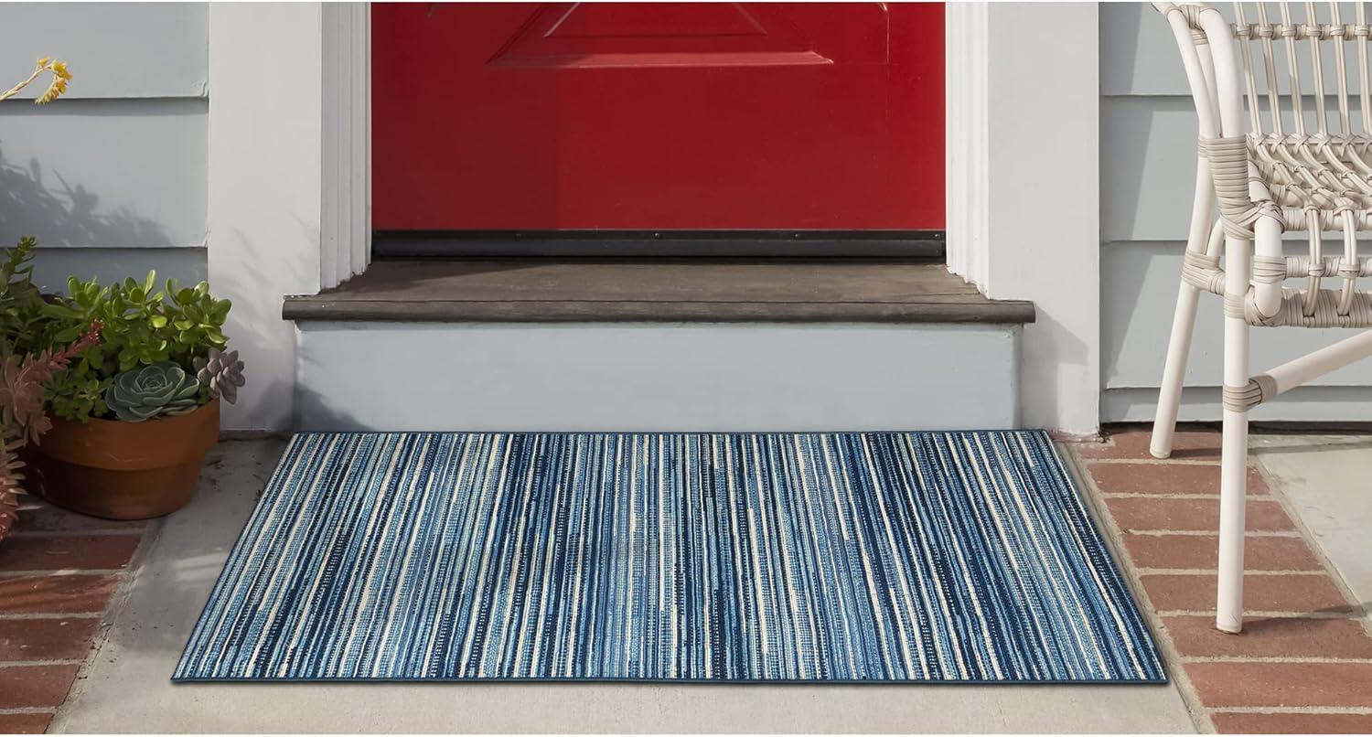 Liora Manne Marina Stripes Indoor/Outdoor Rug China Blue 2'7" x 4'3"