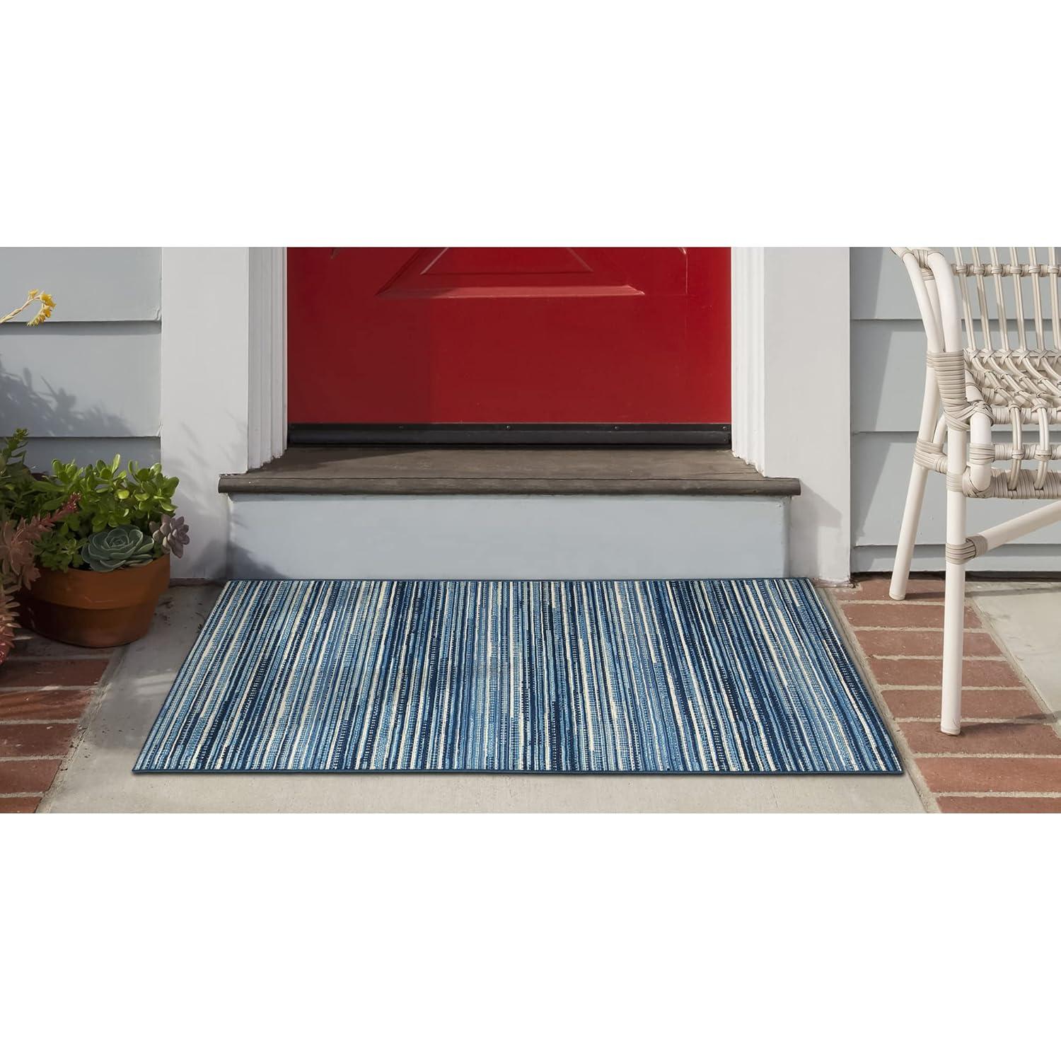 Liora Manne Marina Stripes Indoor/Outdoor Rug China Blue 2'7" x 4'3"