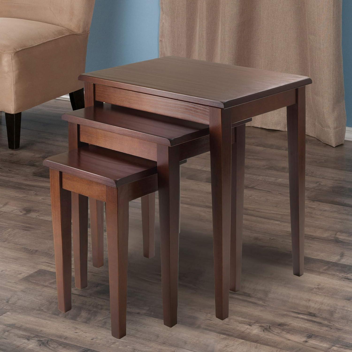 Walnut Wood 3-Piece Rectangular Nesting Tables