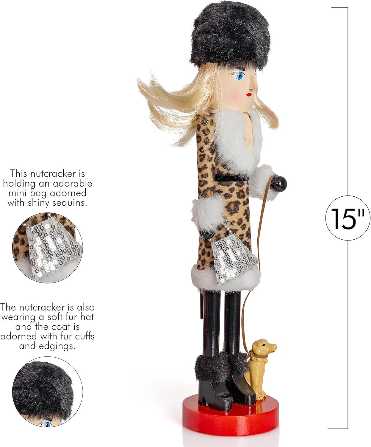 Ornativity Shopping Lady Christmas Wooden Nutcracker - 15 in