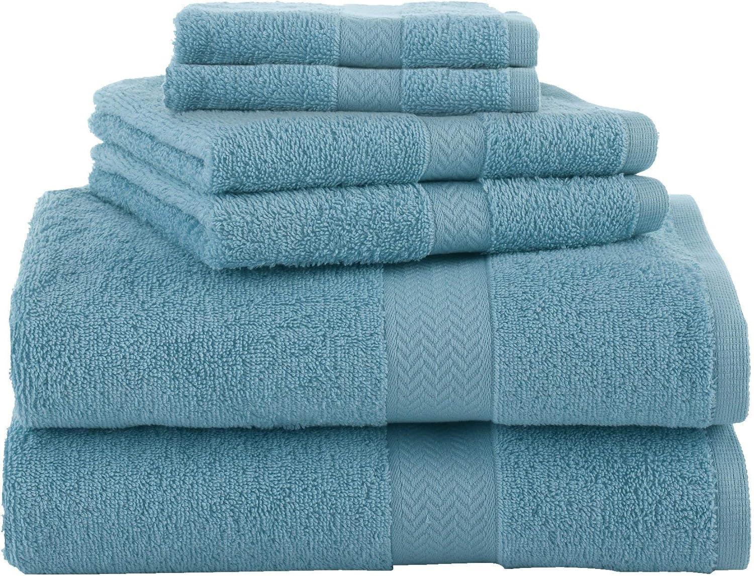 Martex 6 Piece Luxury Cotton Towel Set, 2 Bath Towels, 2 Hand Towels, 2 Washcloths 500 GSM 100% Ring Spun Cotton Highly Absorbent Soft Towels for Bathroom For Everyday Use, Hotel & Spa