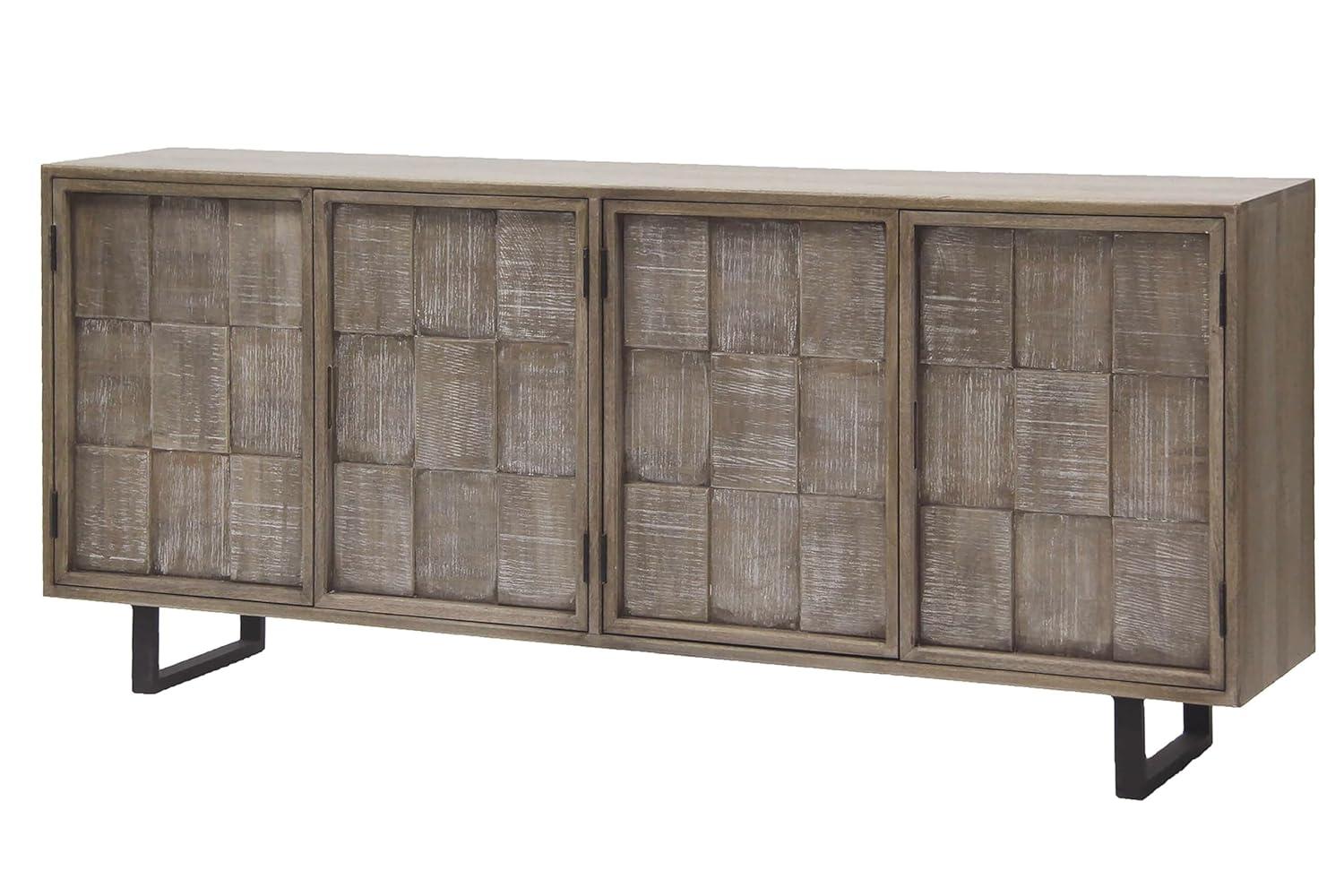 78" Driftwood Brown Mango Wood TV Console with Cabinet