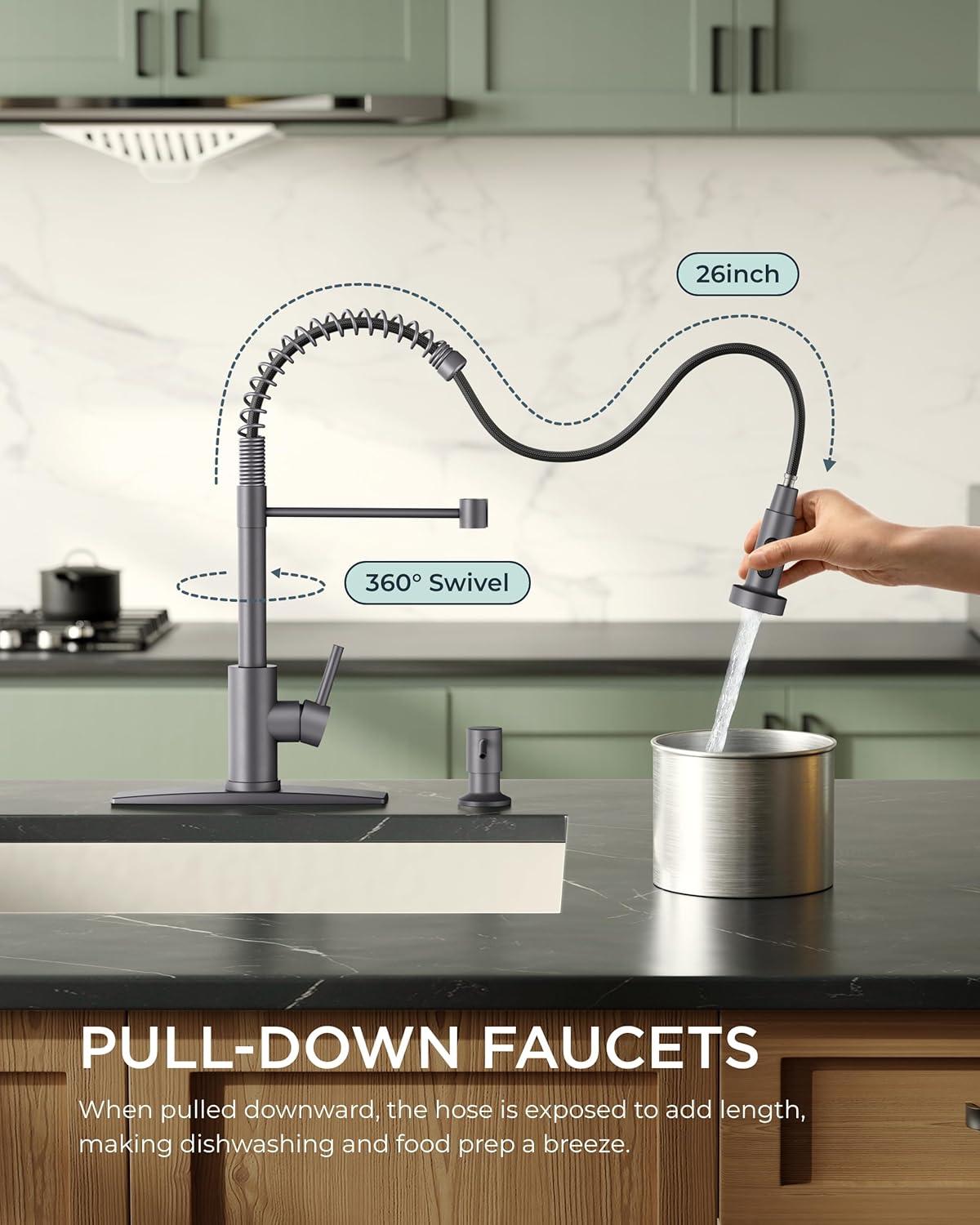 Matte Black Stainless Steel Pull Down Kitchen Faucet