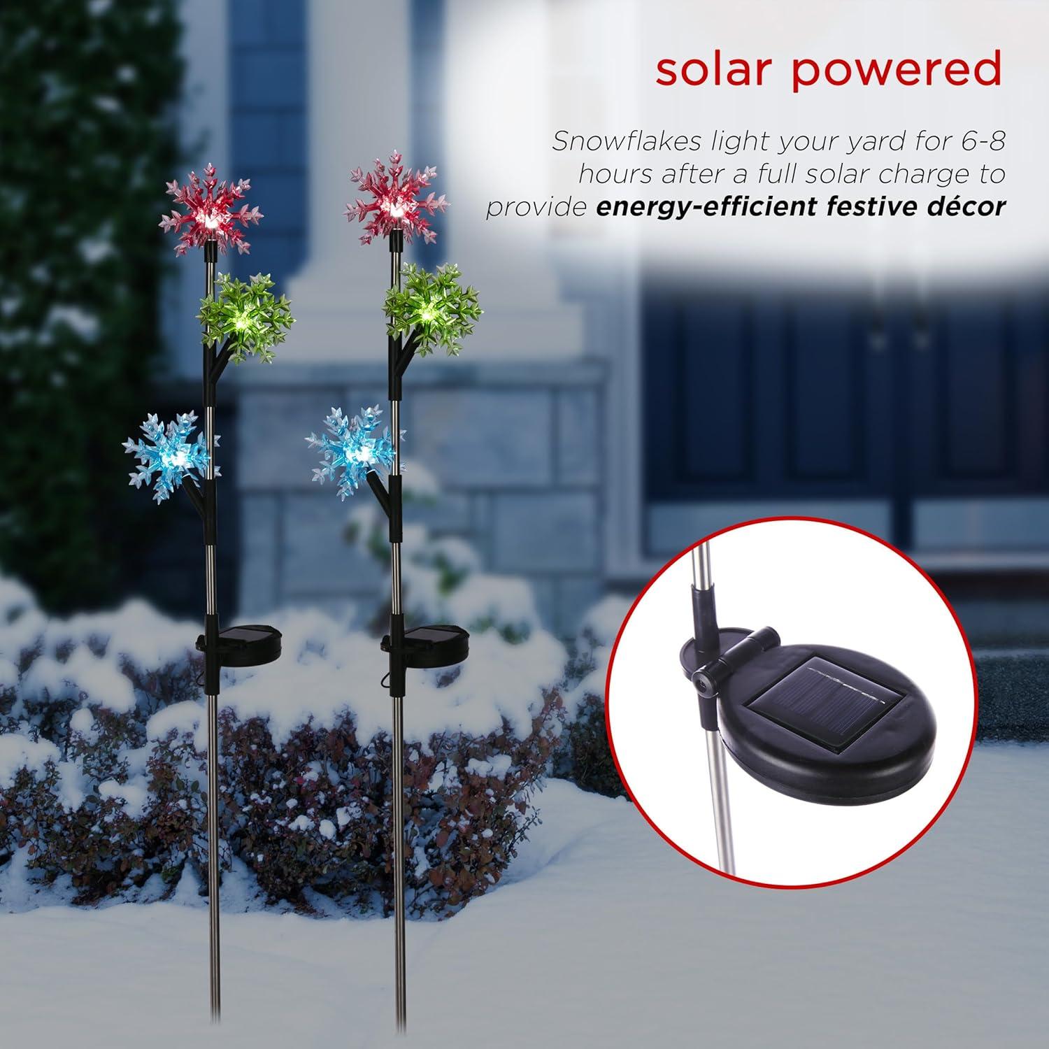 Alpine Corporation  Outdoor Garden Stakes LED Lights (Set of 2) Multi - Snowflake 32"