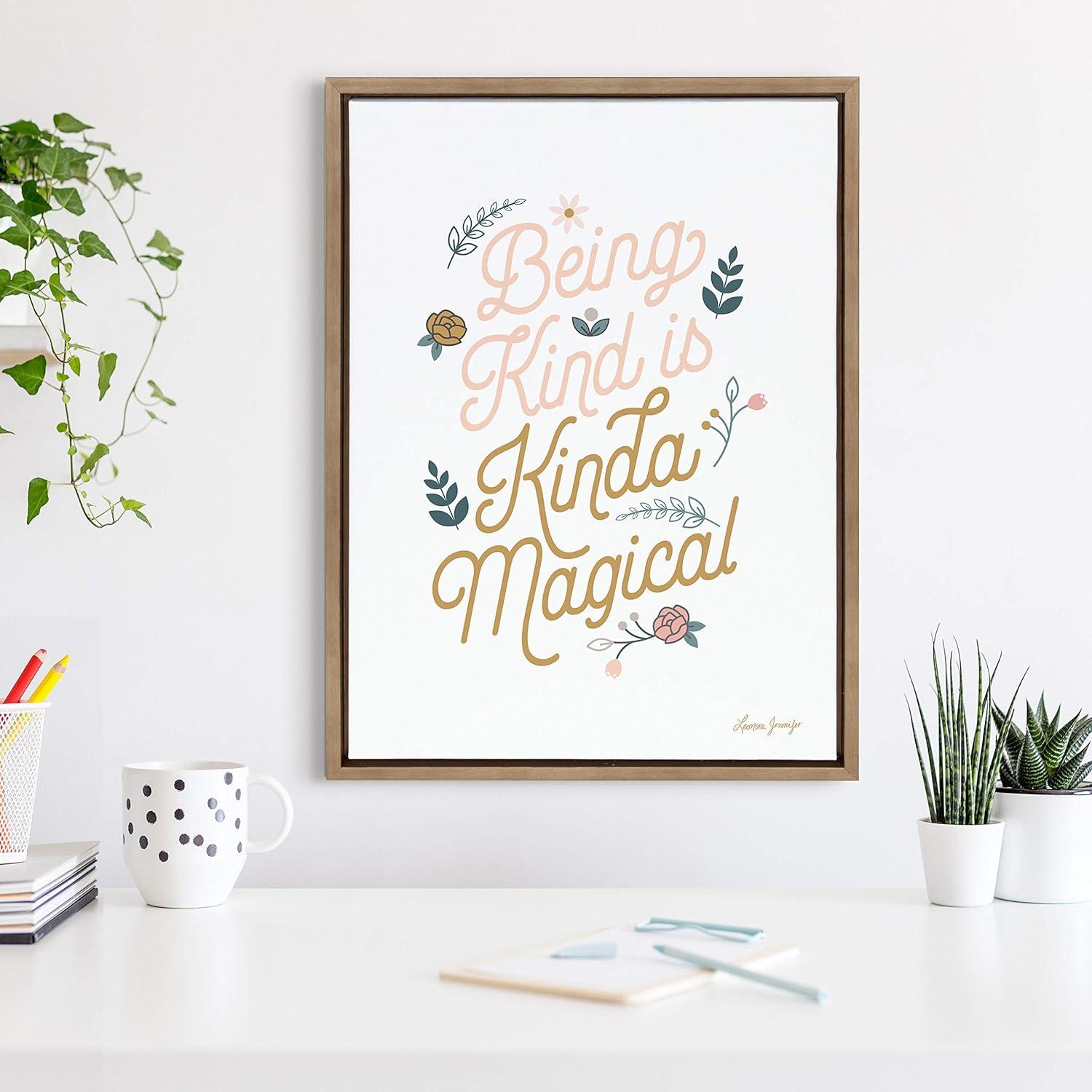 18" x 24" Sylvie Being Kind is Kinda Magical v2 by Yellow Heart Art - Kate & Laurel: Quote Canvas, Modern Wall Decor