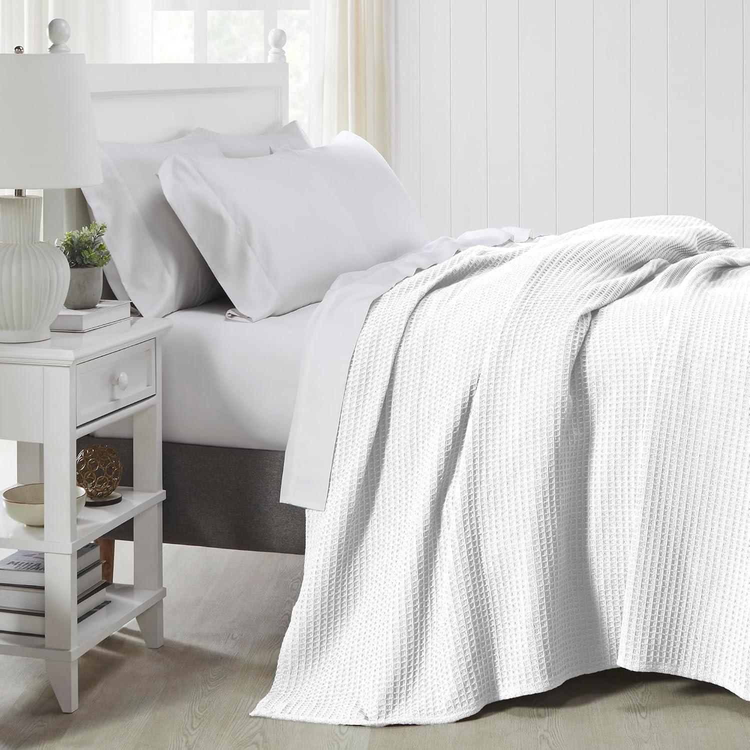 Modern Threads Thermal White Waffle Weave Bed Blanket, Full/Queen