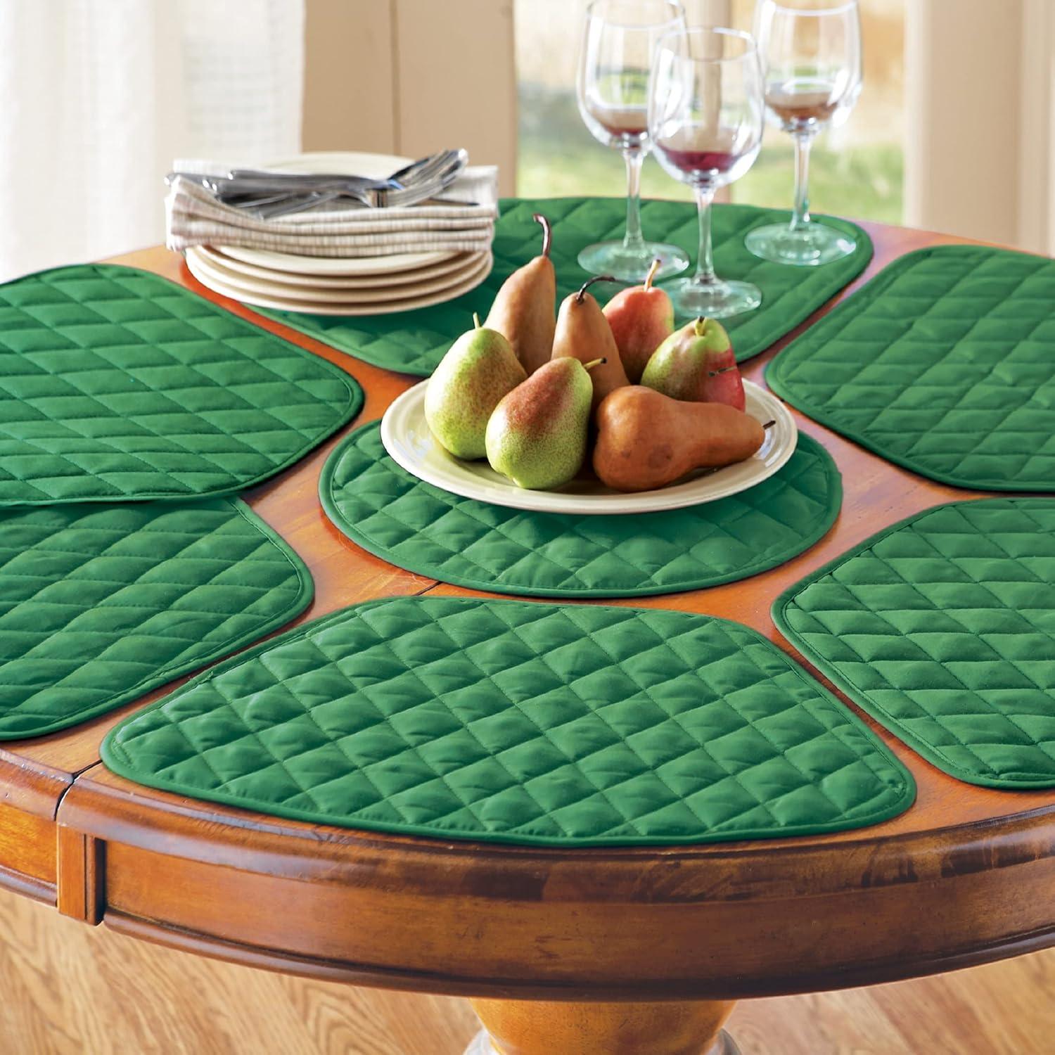 Collections Etc Kitchen Table Placemat and Centerpiece Set - 7 Pc, Holiday Green