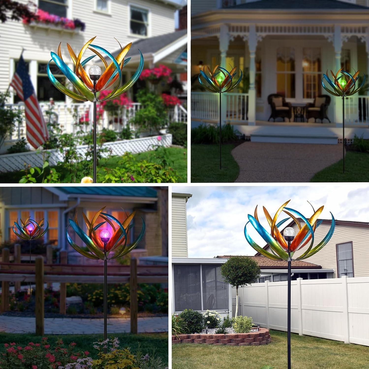 Arlmont & Co. 60.3 Inch 360° Metal Sun Wind Sculptures Outdoor Clearance Kinetic Windmills
