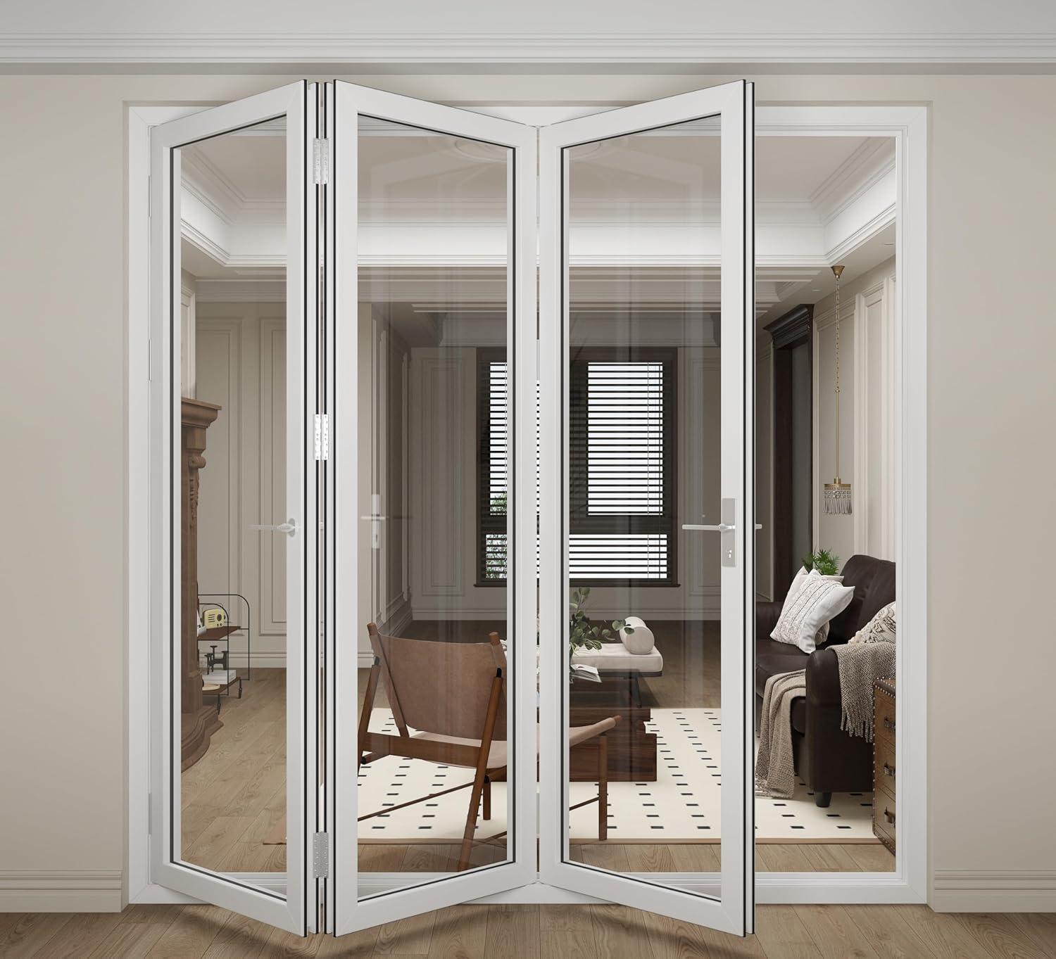 White Aluminum 96" x 80" 3-Panel Folding Patio Door