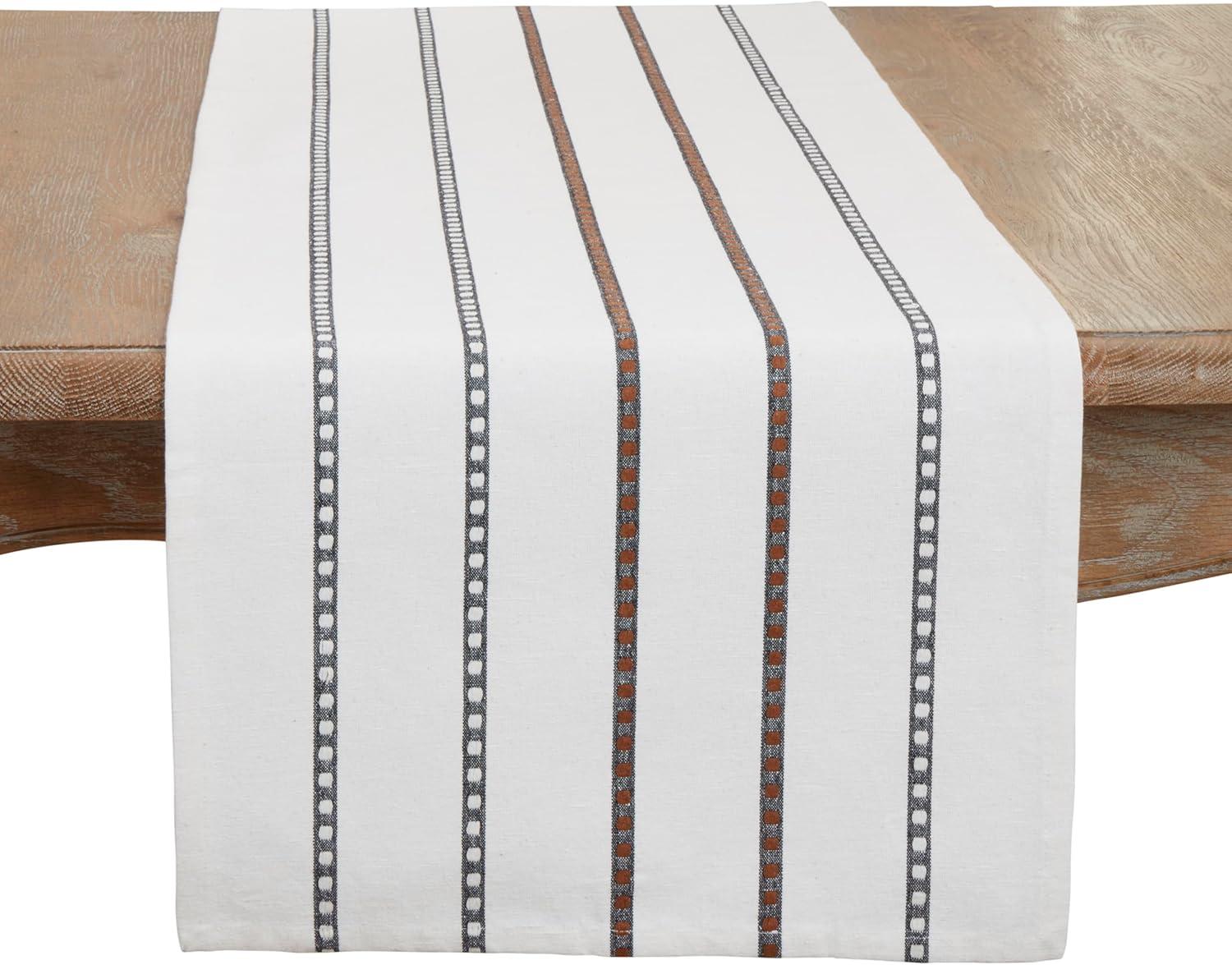 White and Black Cotton Rectangle Table Runner