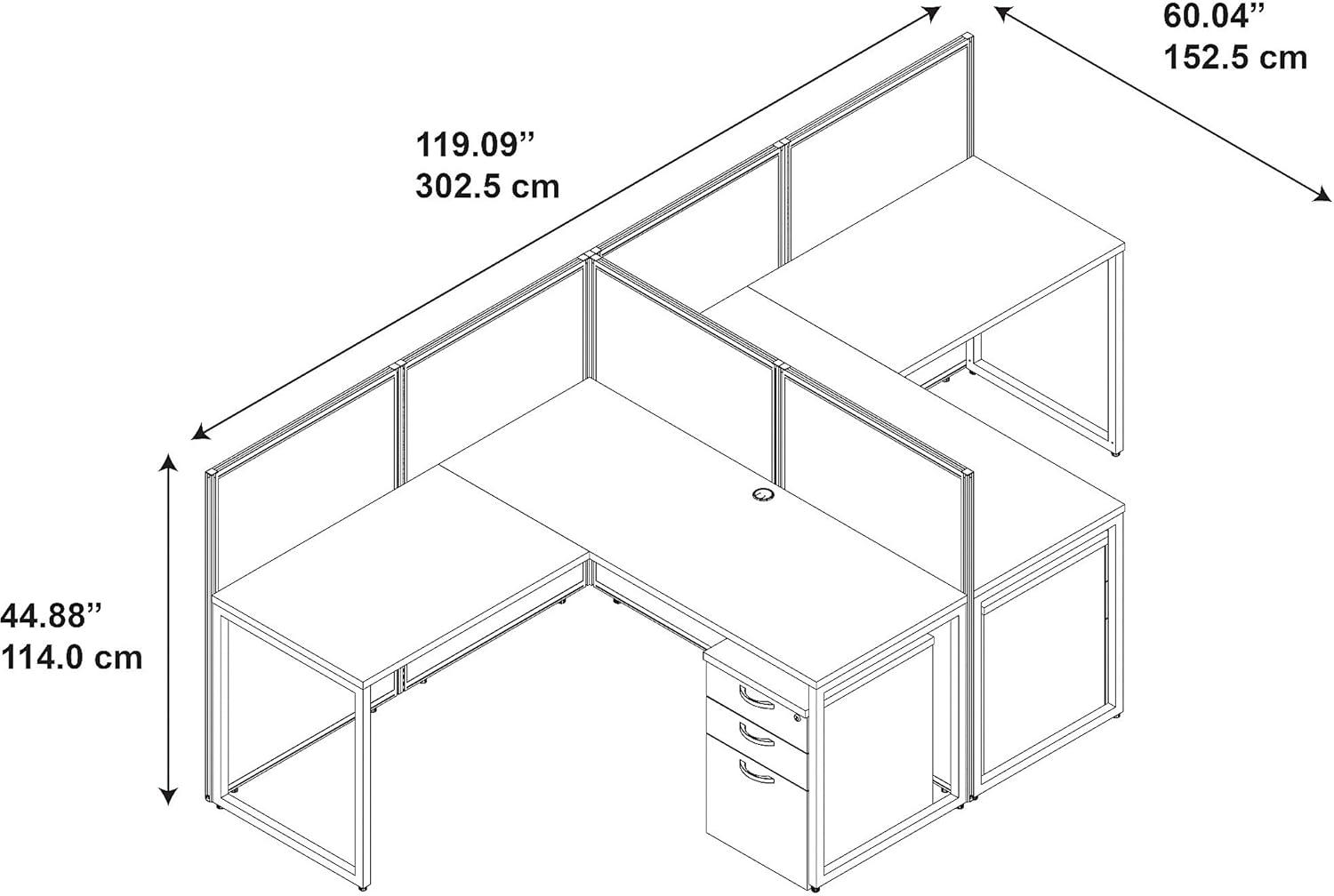 Easy Office L-Shaped 2 Person Benching Workstation with Cable Management