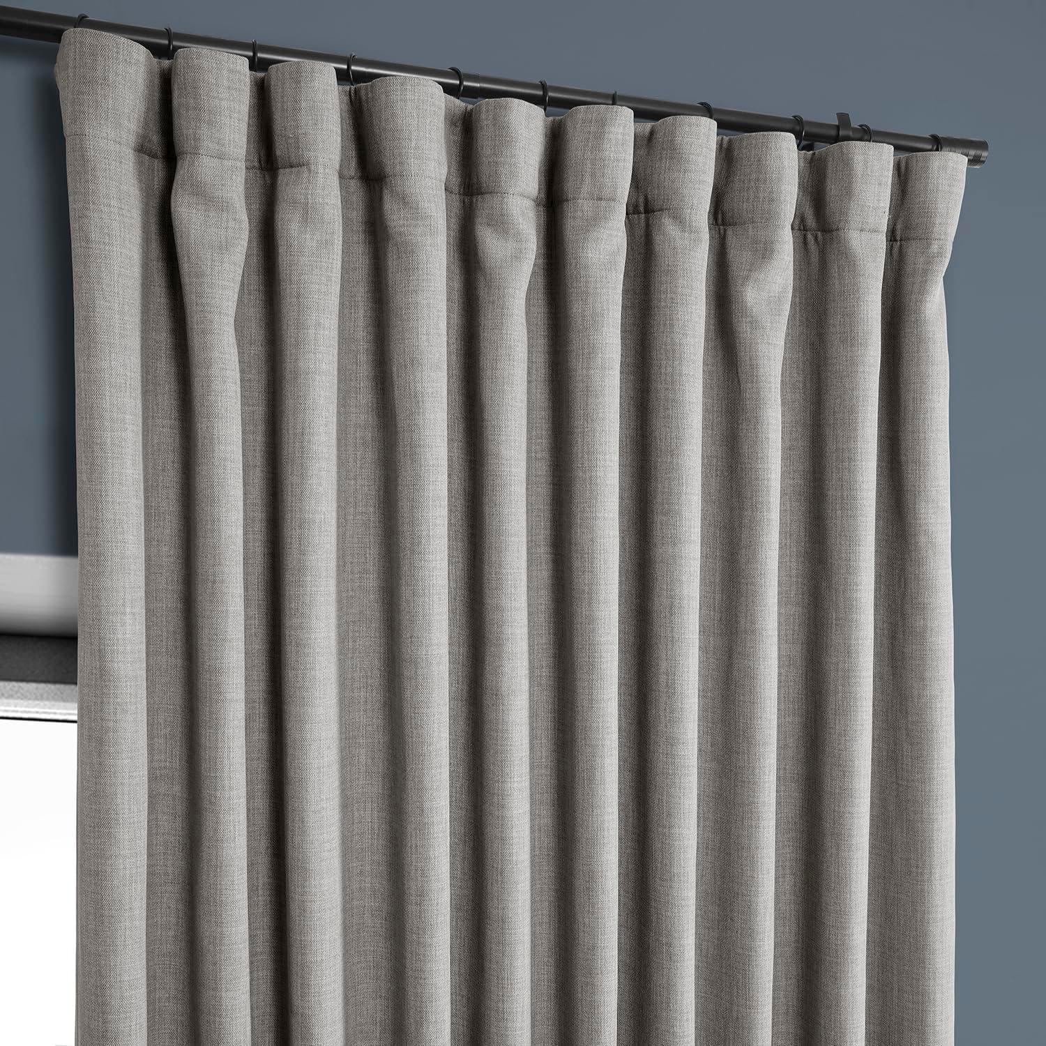 Clay Extra Wide Blackout Faux Linen Window Curtain