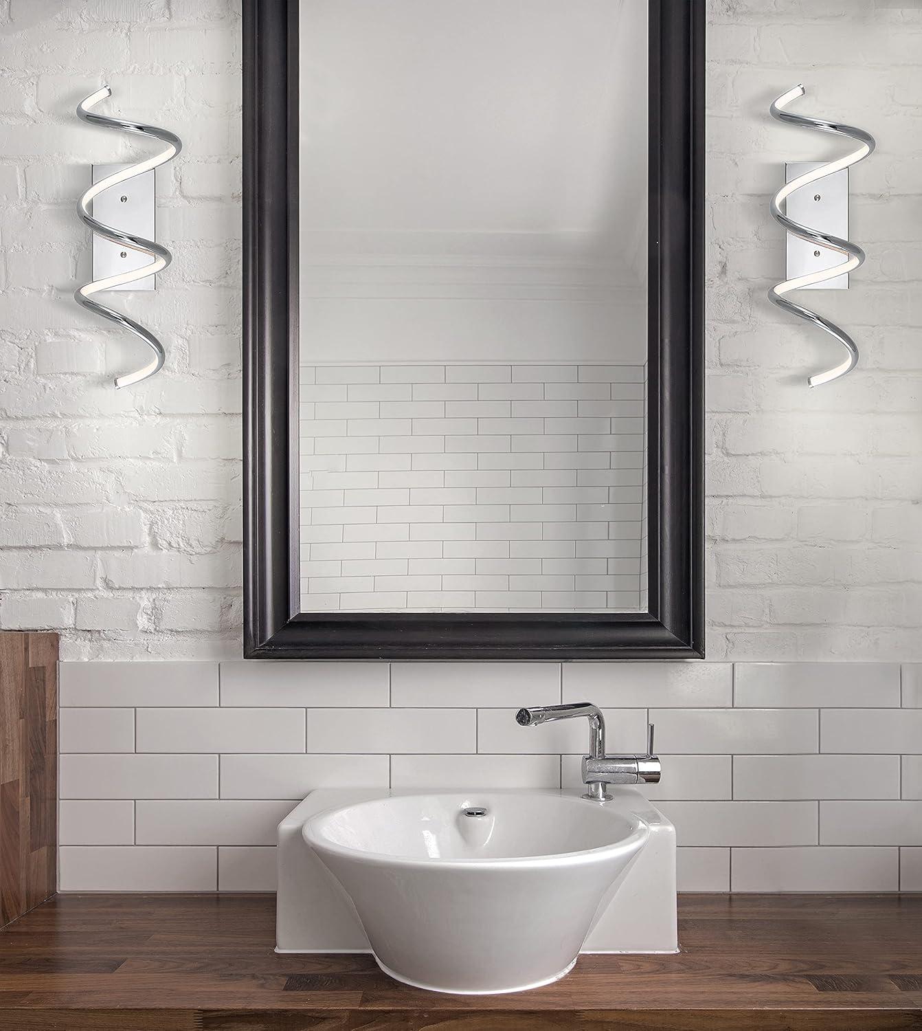 Scribble 20.5" Chrome Modern LED Vanity Wall Sconce