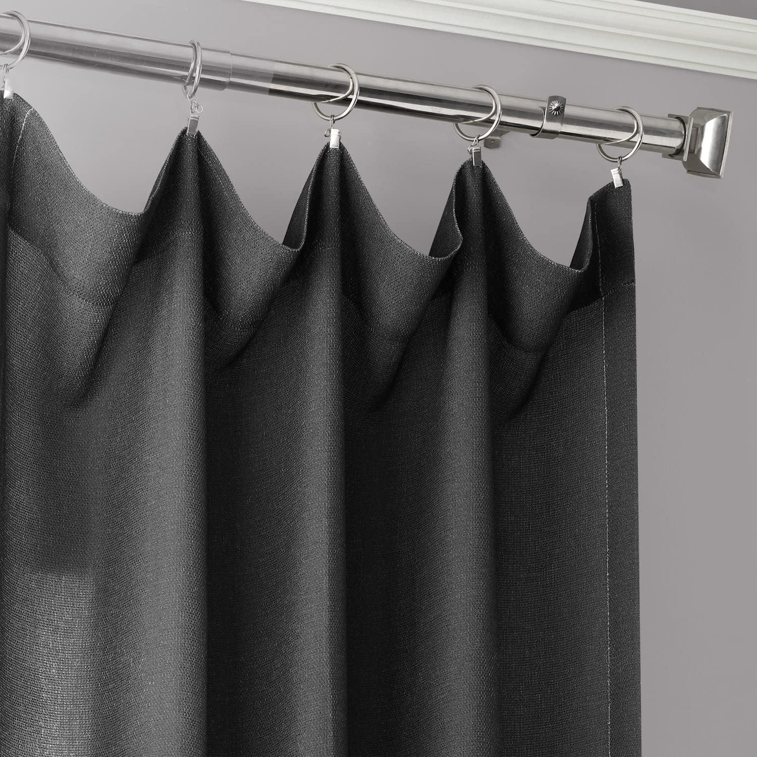 Ombre Black Faux Linen Sheer Curtain (1 Panel), Ombre Black, 50W X 96L