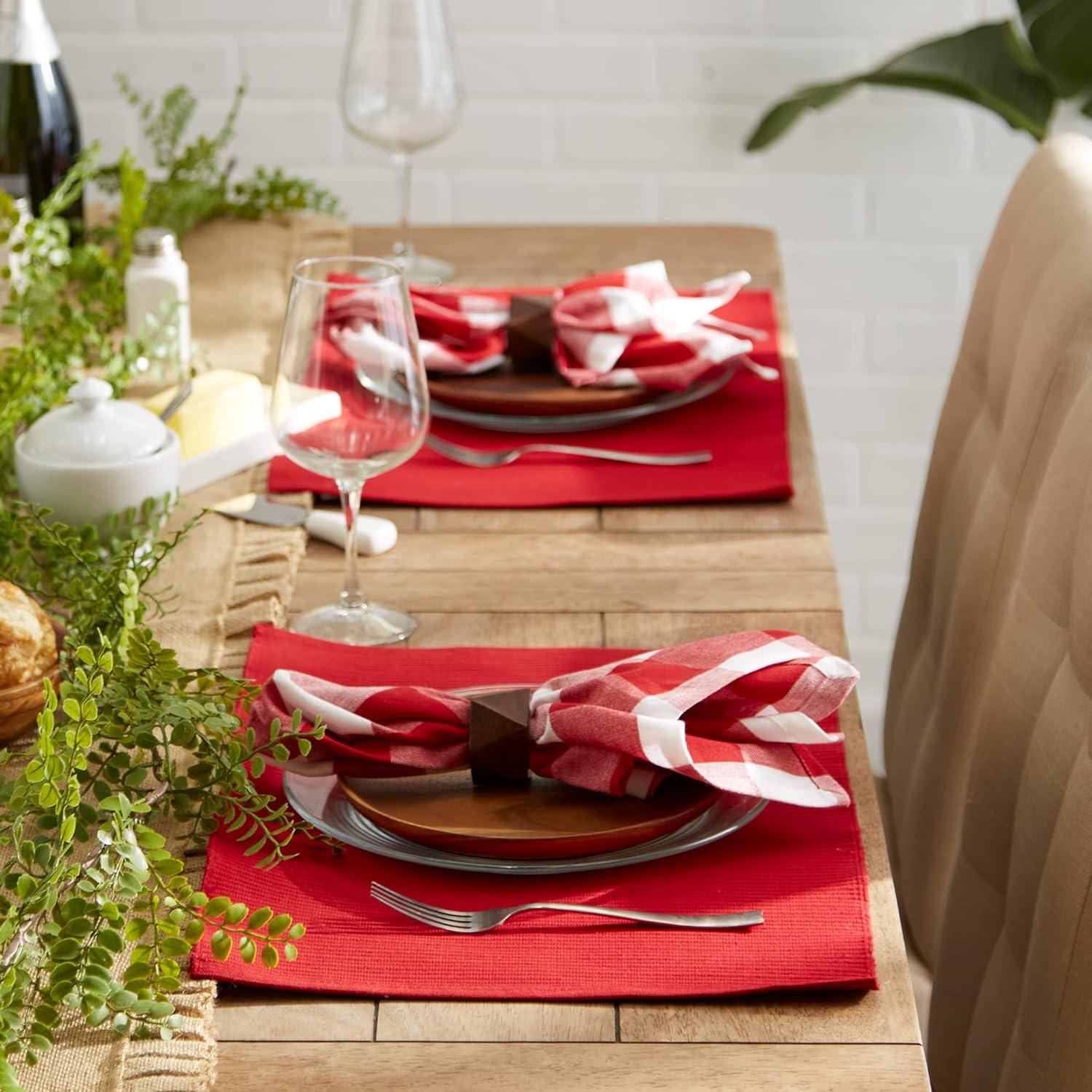 DII Modern Style Cotton Ribbed Placemat in Red Finish (Set of 6)