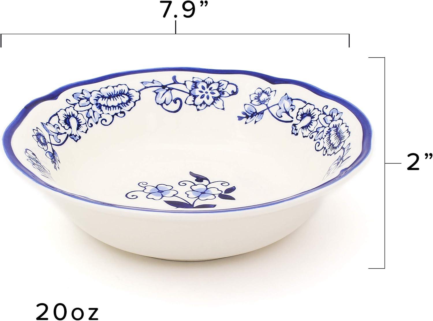 Euro Ceramica Blue Garden 16-Piece Hand-Painted Dinnerware Set- New