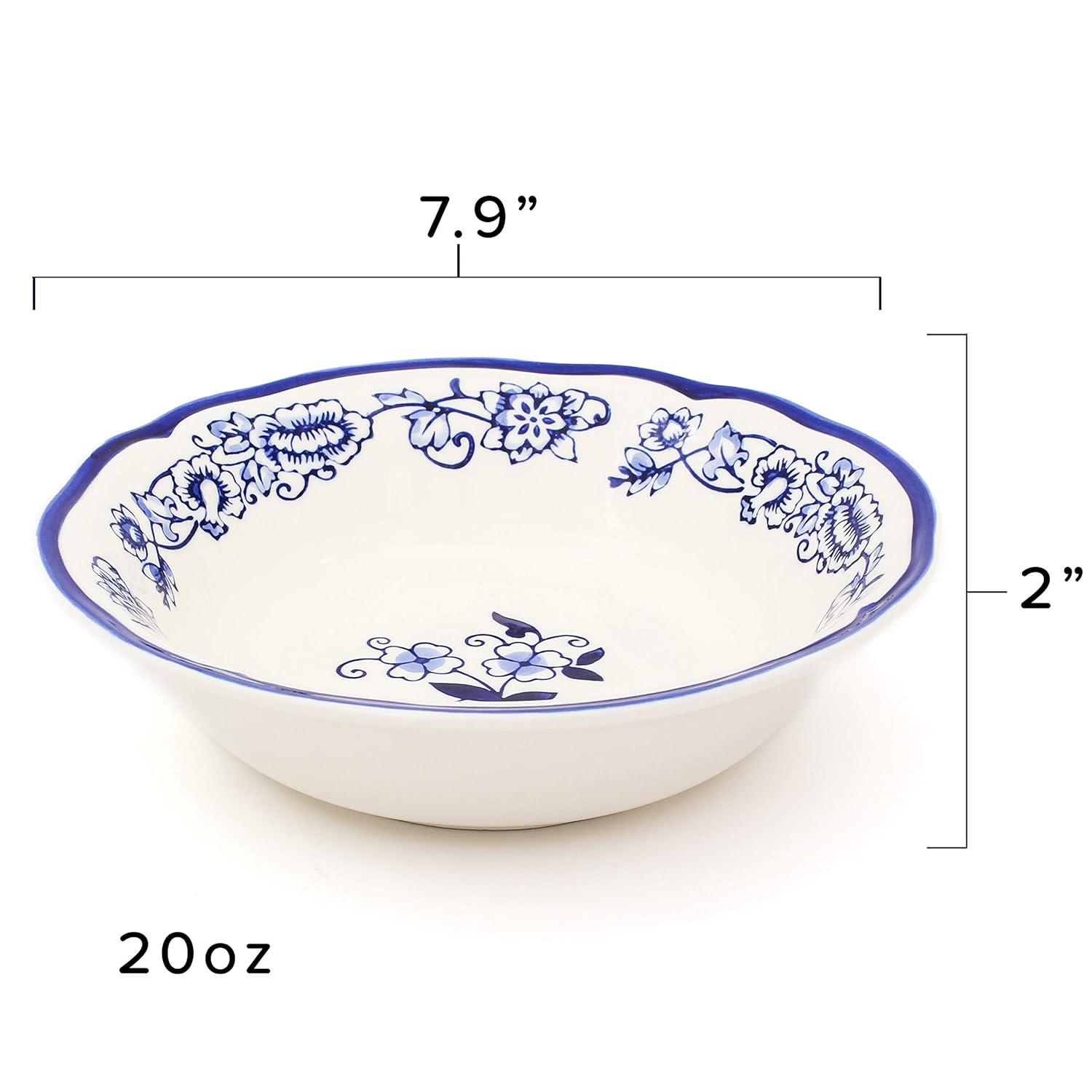Euro Ceramica Blue Garden 16-Piece Hand-Painted Dinnerware Set- New