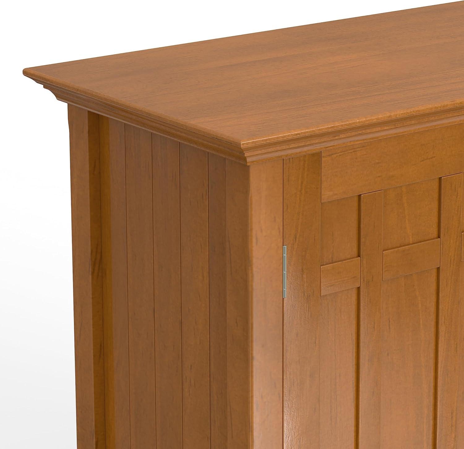 Simpli Home Bedford 54" Wide SOLID WOOD Sideboard Buffet and Wine Rack