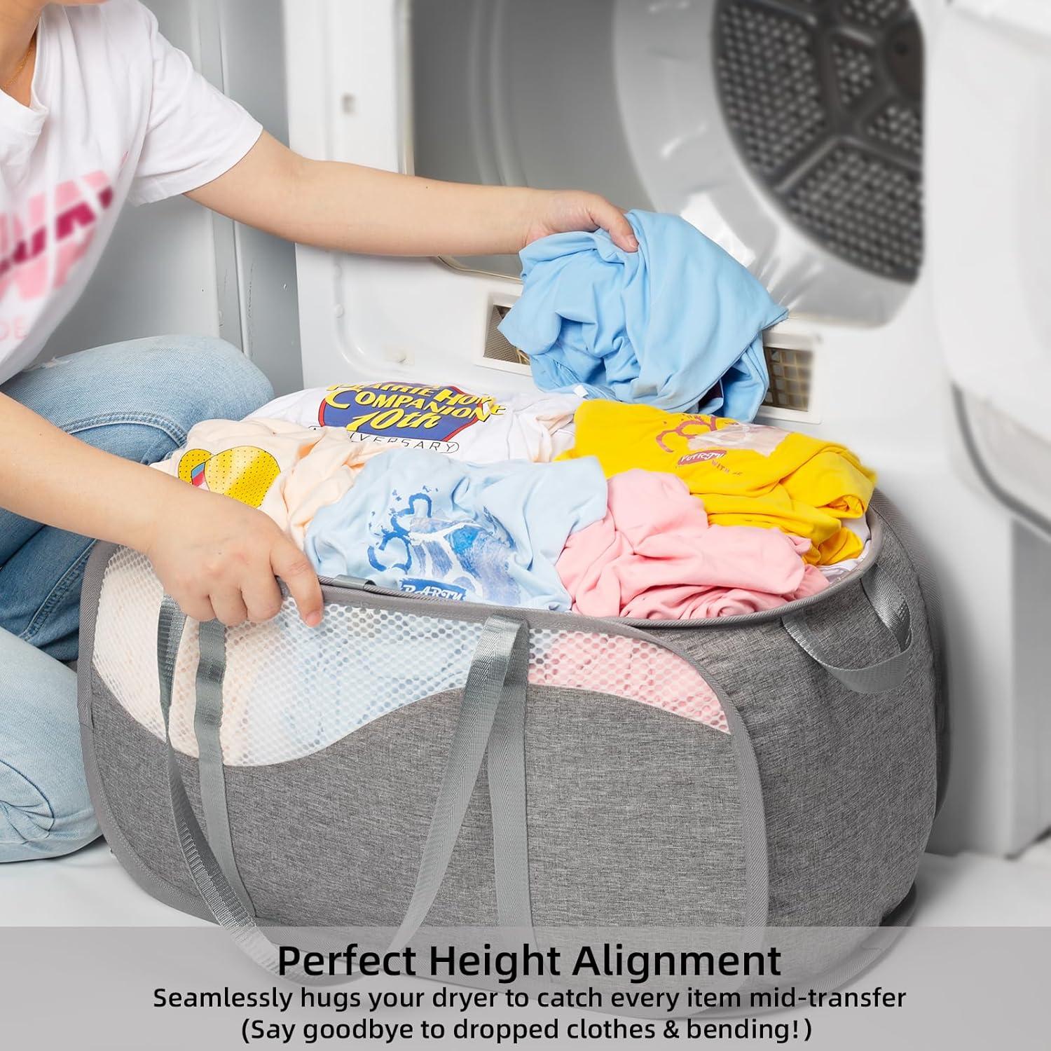 Pop-Up Laundry Hamper with Reinforced U-Shaped Handle - 1.5 Load Capacity Collapsible Basket, Magnetic Closure, Anti-Snap Safety Design, Fits in Washer/Dryer Gaps