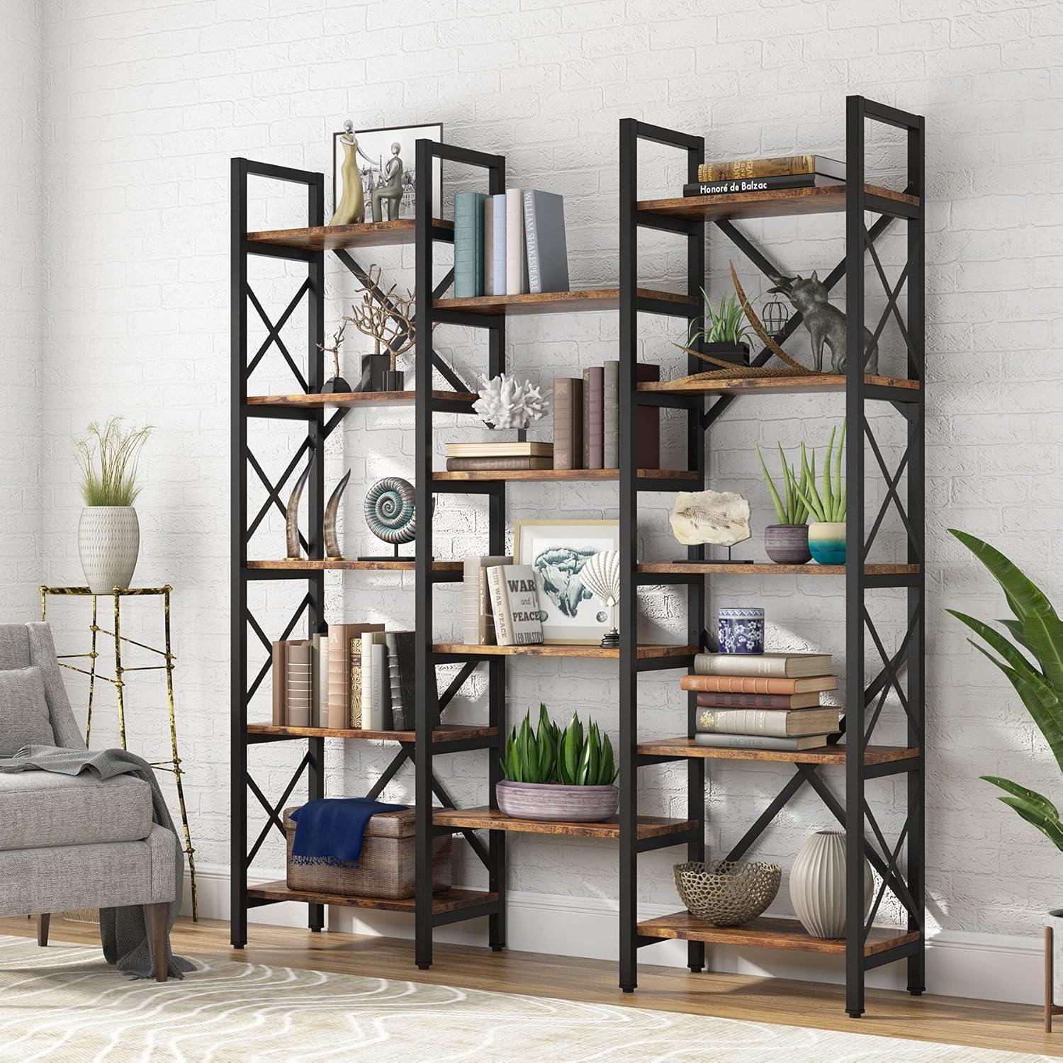 Tribesigns Triple Wide 5-Shelf Bookcase, Etagere Large Open Bookshelf