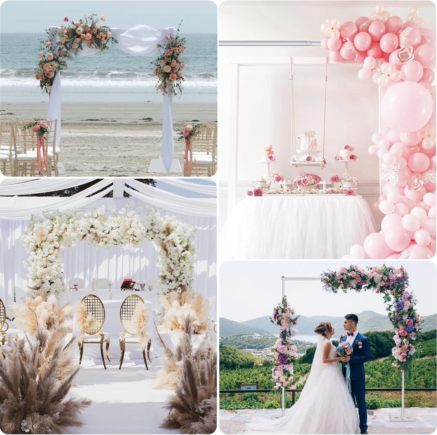 EMART Backdrop Stand, 6.5x10 ft Adjustable Photo Background Pipe and Drape Photography Kit with Heavy Duty Metal Flat Base for Parties, Wedding, Video Studio, Birthday - White