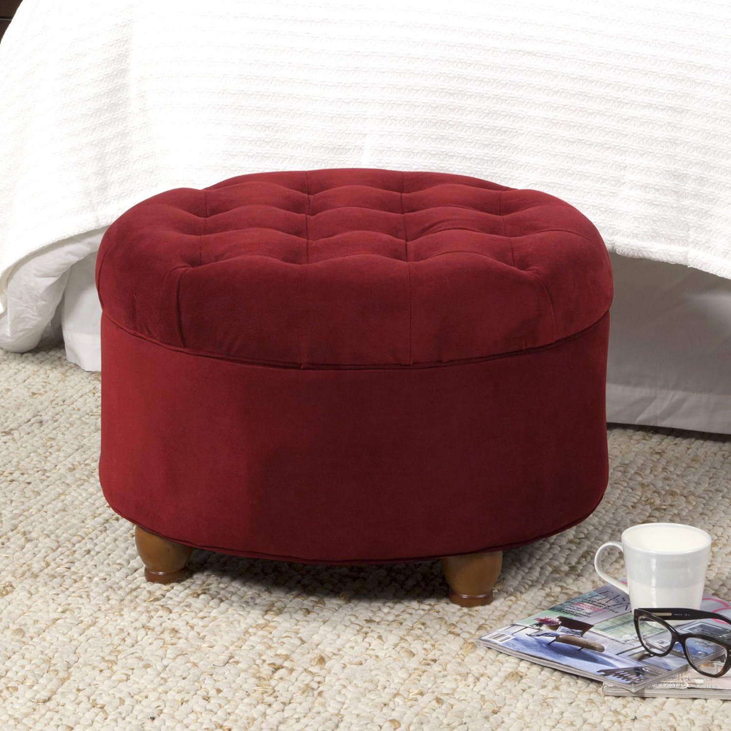 Large Round Button Tufted Storage Ottoman - HomePop