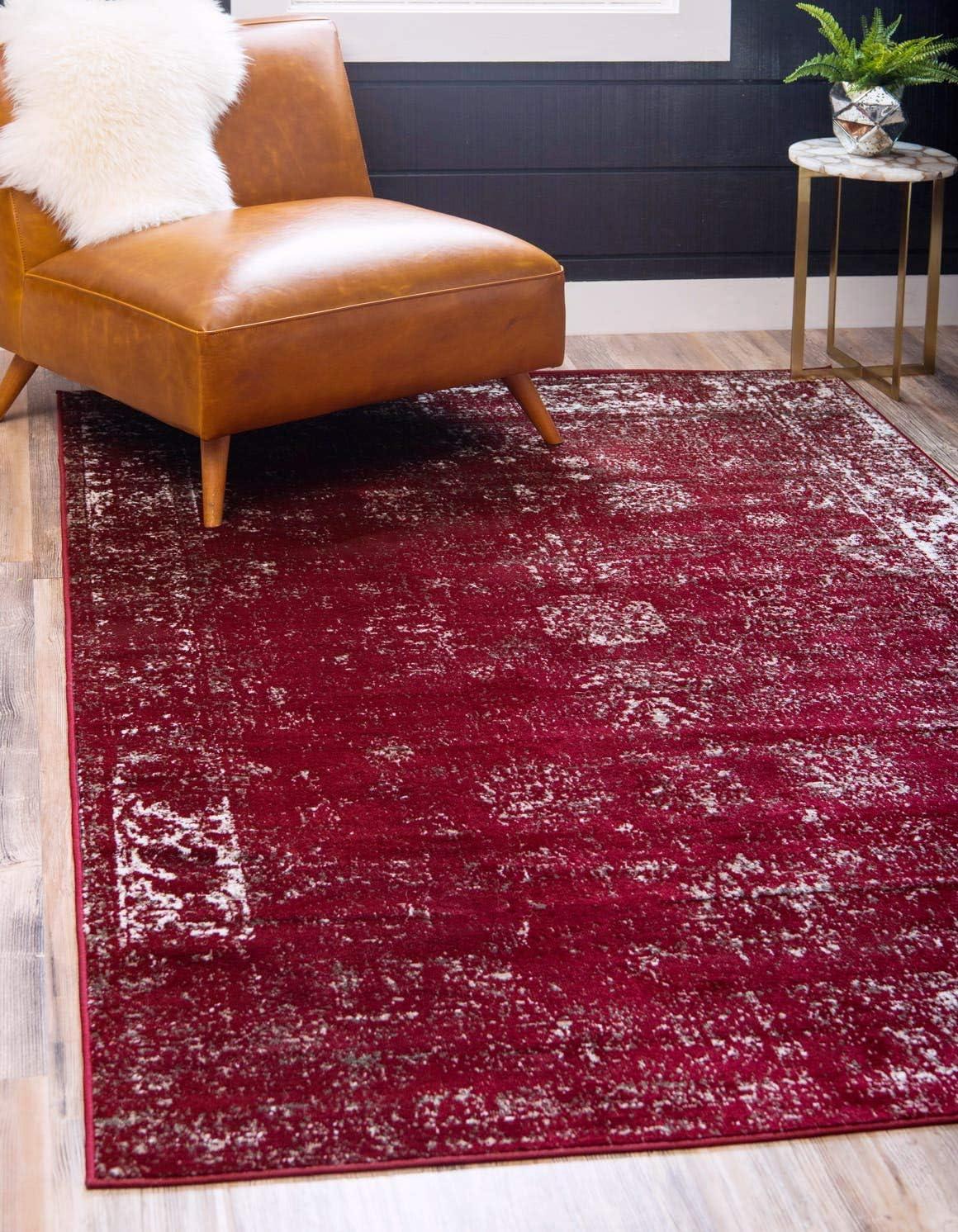 Chic Burgundy Synthetic 9' x 12' Rectangular Indoor Rug