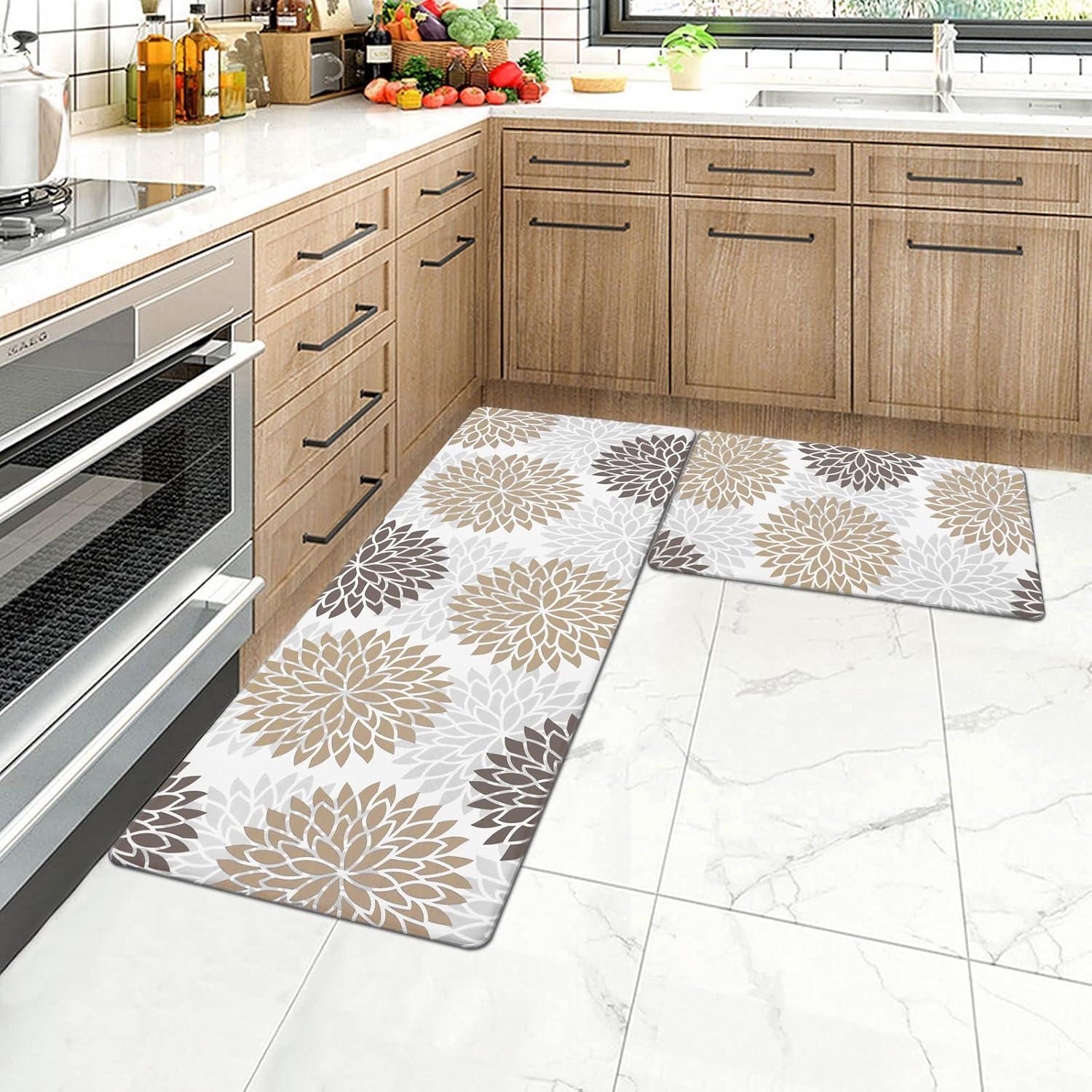 Red Barrel Studio® Kitchen Mats Set Of 2 Cushioned Anti Fatigue Kitchen Rugs Non Slip Waterproof Kitchen Runner Memory Foam Kitchen Floor Mat Comfort Standing Mat For Sink,Office,Laundry