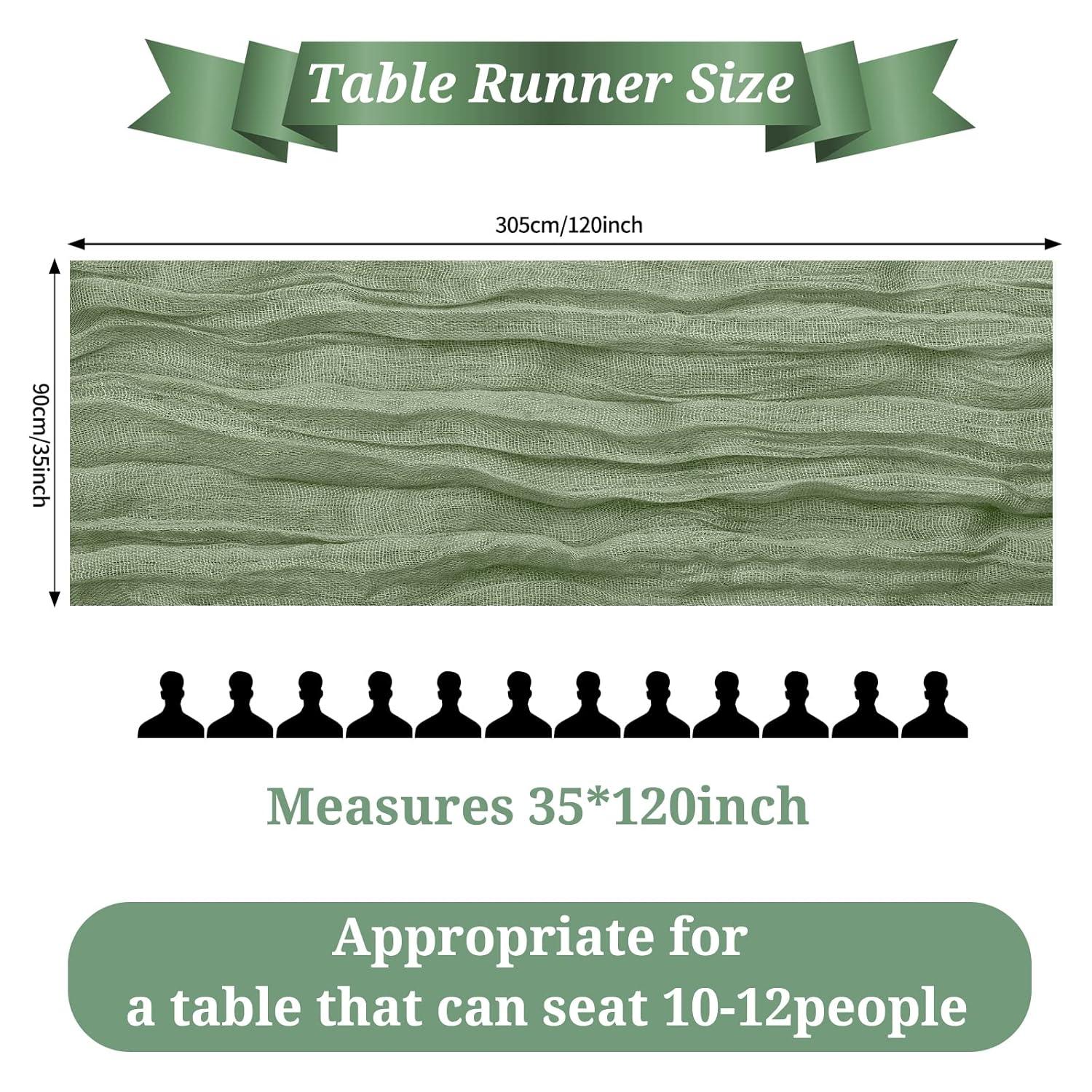 Mint Green Cheesecloth Table Runner 6 Pack 35" Boho Gauze Runner 120 inches Long Tablecloth Runner Rustic Sheer Fabric Bulk for Baby Shower Wedding Bridal Birthday Party Table Decorations