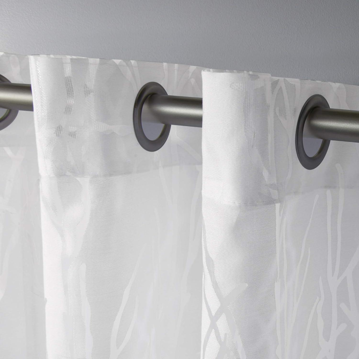 Exclusive Home Edinburgh Sheer Branch Burnout Grommet Top Curtain Panel Pair, 52"x96", Winter White