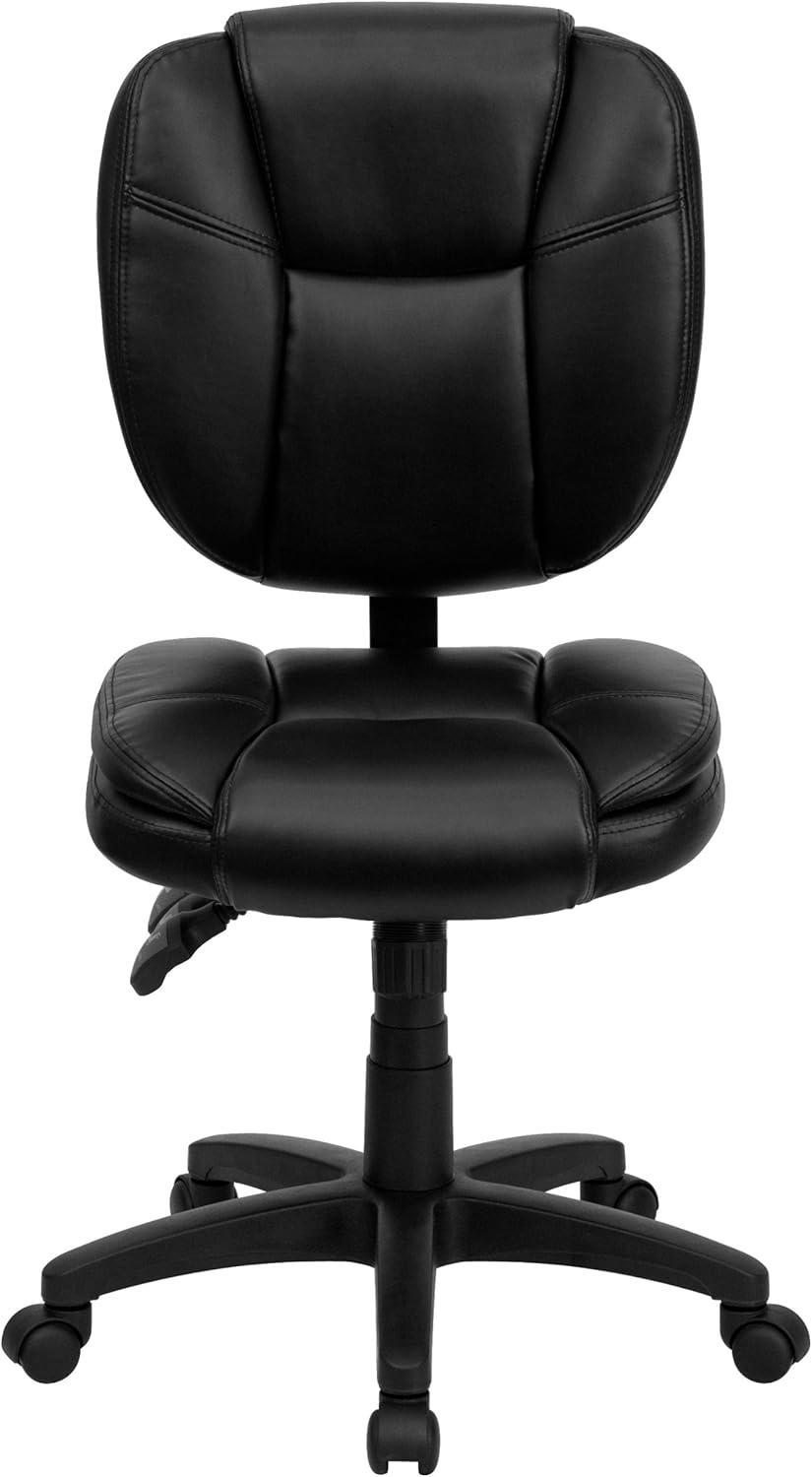 Ergonomic Mid-Back Black LeatherSoft Swivel Task Chair with Synchro Tilt