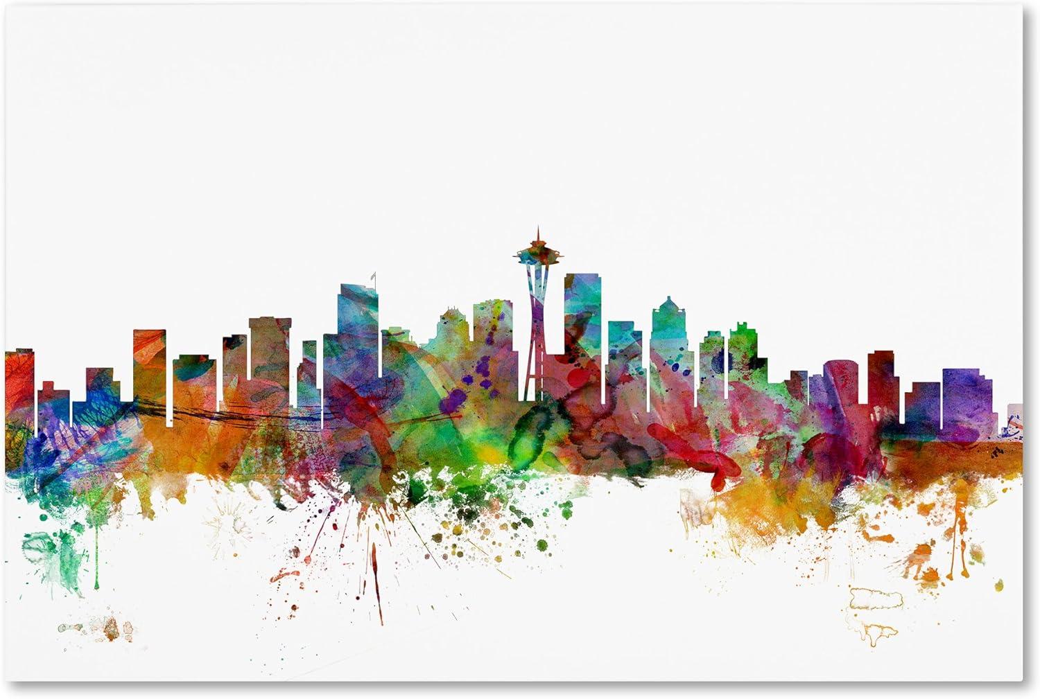 Trademark Fine Art "Seattle Washington Skyline" Canvas Art by Michael Tompsett