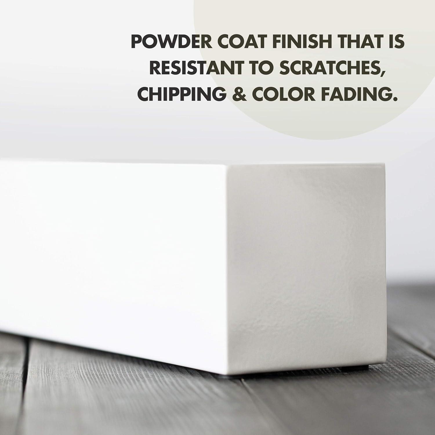 16" Window Box Rectangular Succulent Planting Box Metal Table Sill Planter Pots Modern Long Durable for Small Herb with Drainage Hole for Indoor Outdoor, with 4 Free Rubber Mats, White