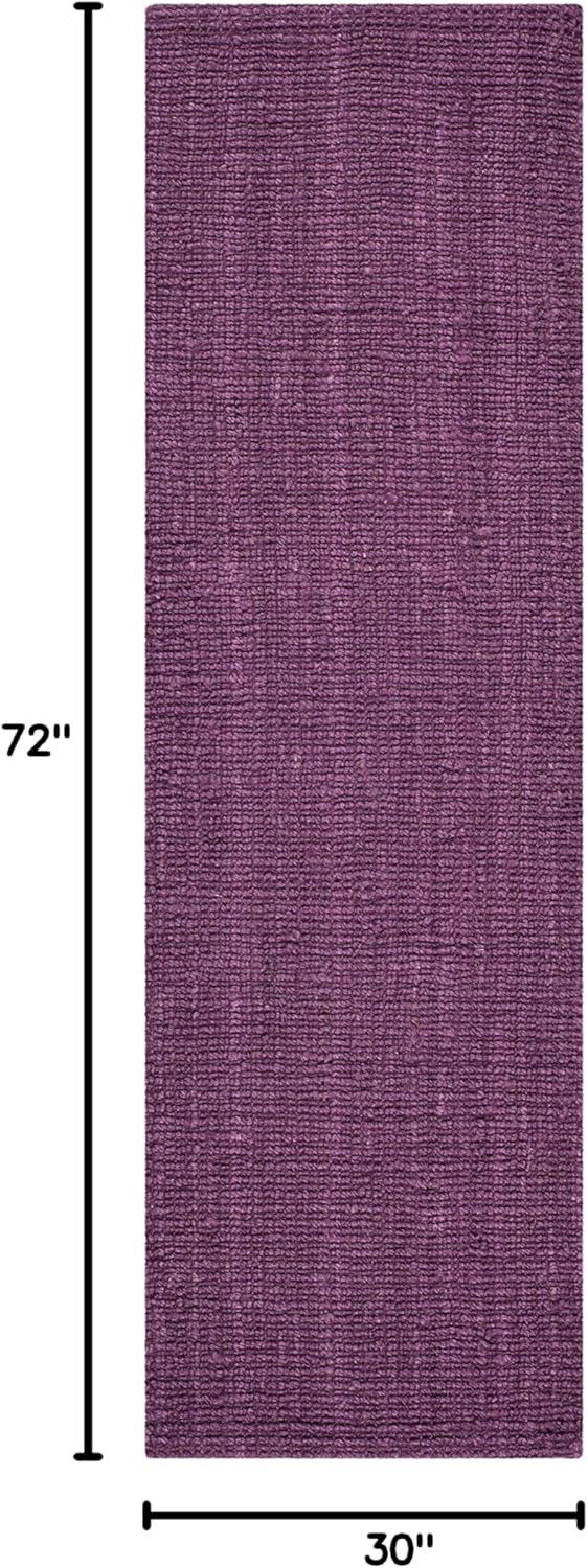 Purple Hand-Knotted Wool Runner Rug, 2'6" x 6'