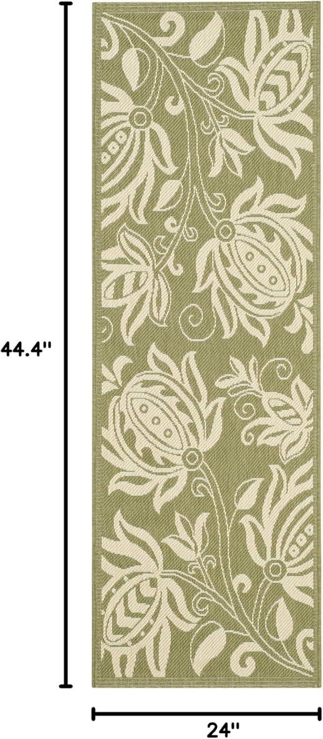 Safavieh Courtyard Crystal Floral Indoor/Outdoor Indoor/Outdoor Area Rug, 2' x 3'7", Olive/Natural