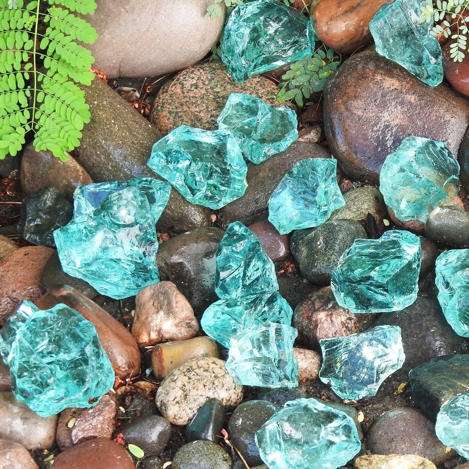 Aqua Recycled Glass 50-100mm Modern Landscape Stepping Stone