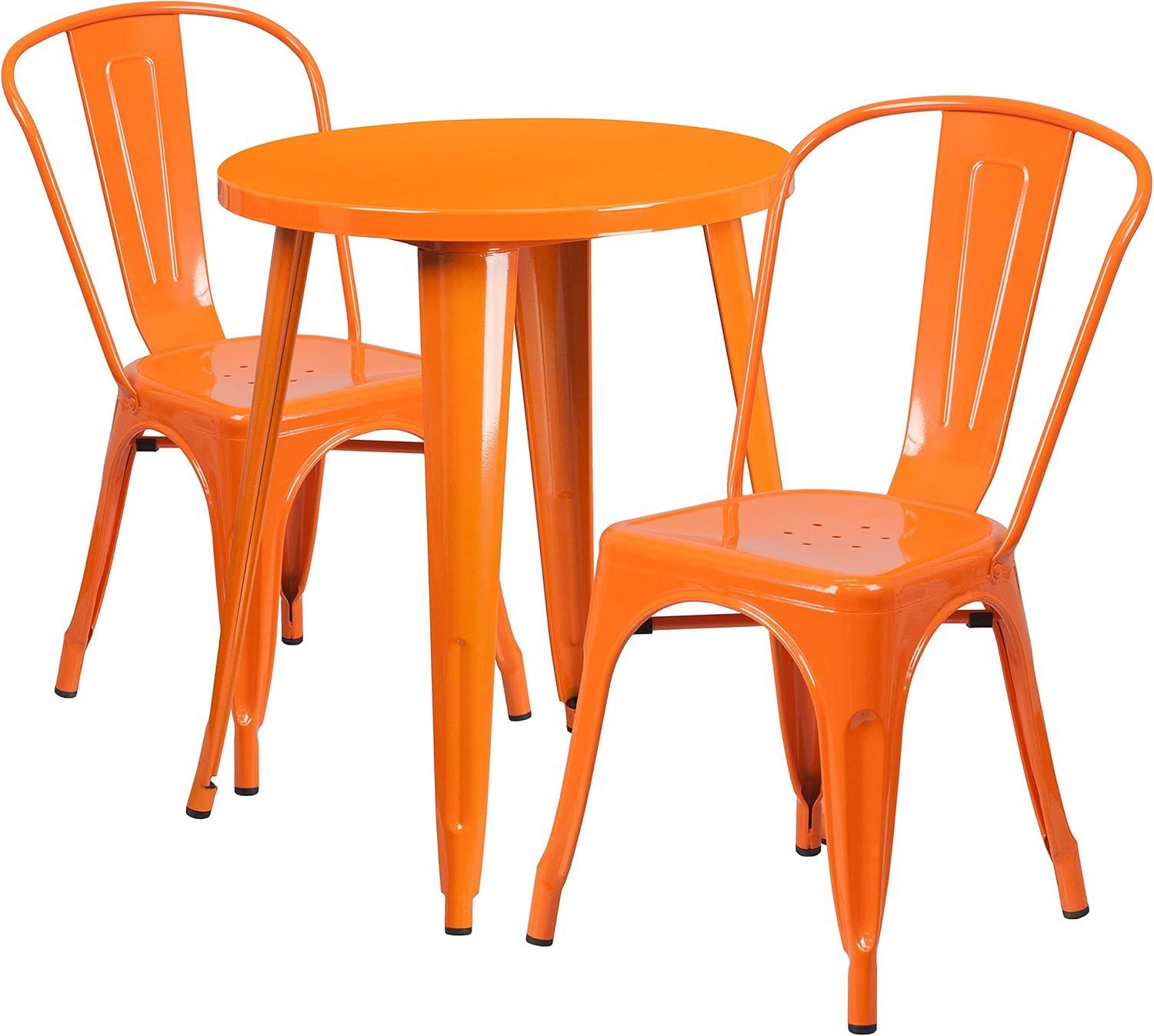 Flash Furniture Commercial Grade 24" Round Metal Indoor-Outdoor Table Set with 2 Cafe Chairs