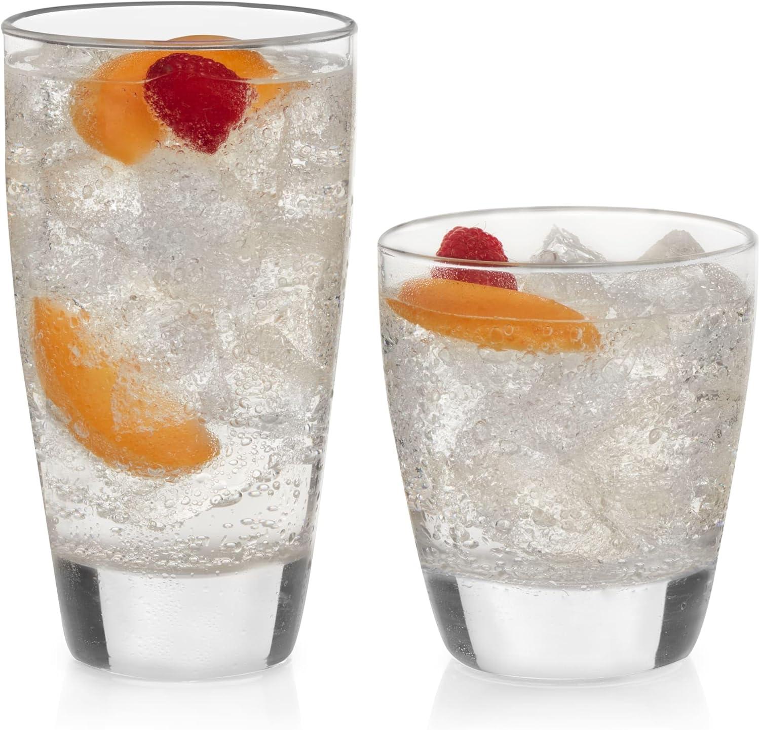 Libbey Classic Clear Glass Tumbler and Rocks Set, 16-Piece