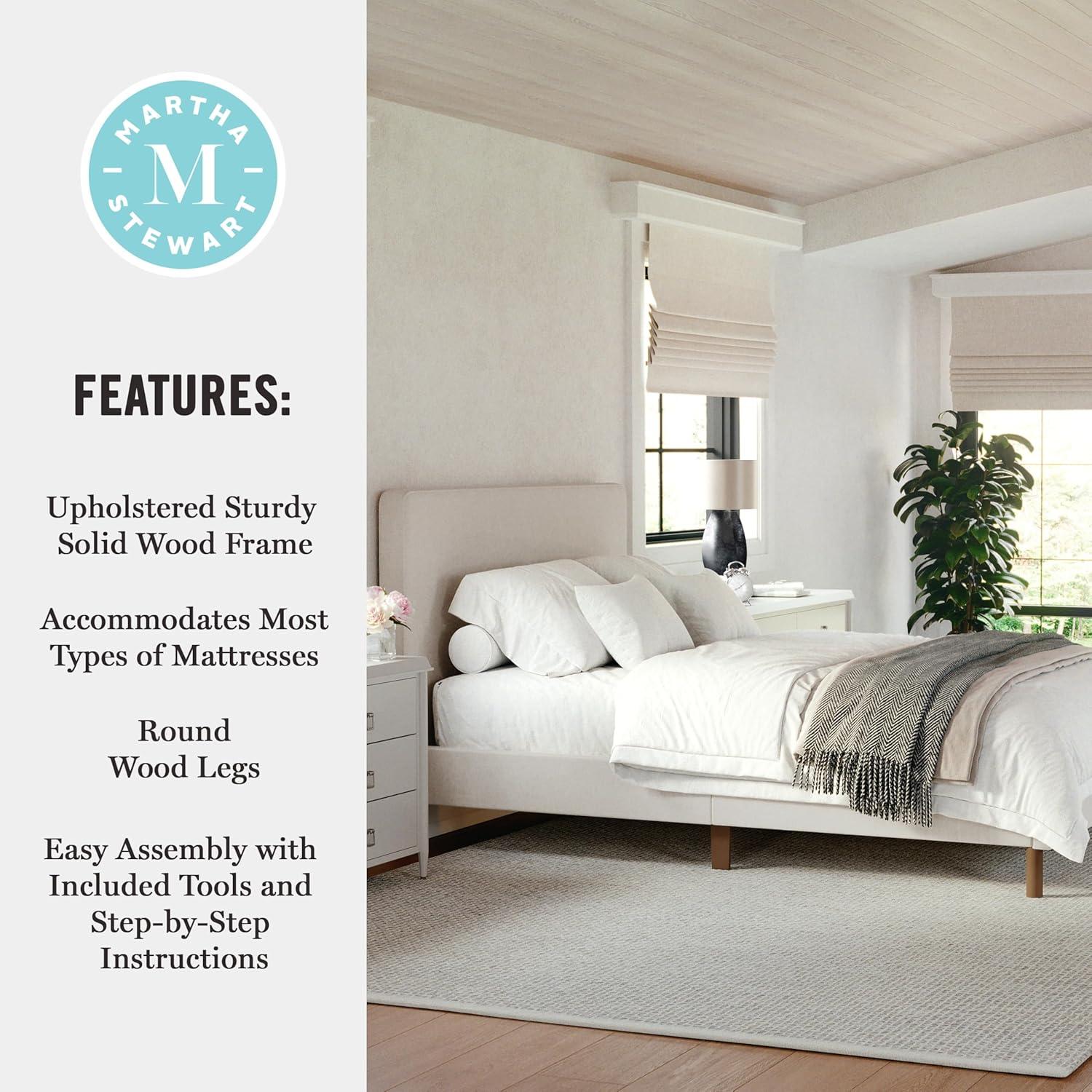 Martha Stewart Martha Stewart Britta Upholstered Platform Bed With Piped Detail Headboard