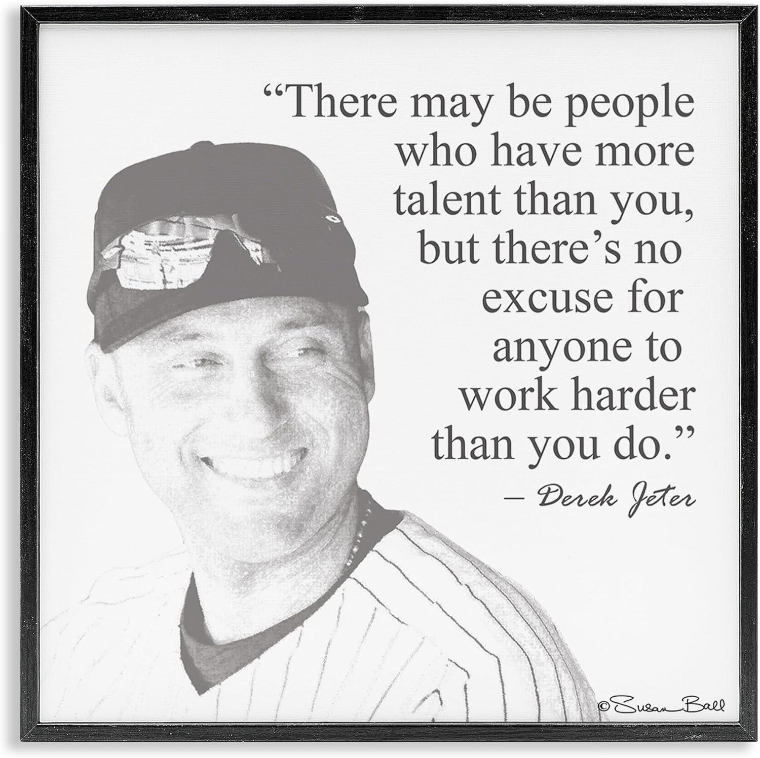 Stupell Industries Work Hard Derek Jeter Quote, 12" x 12"