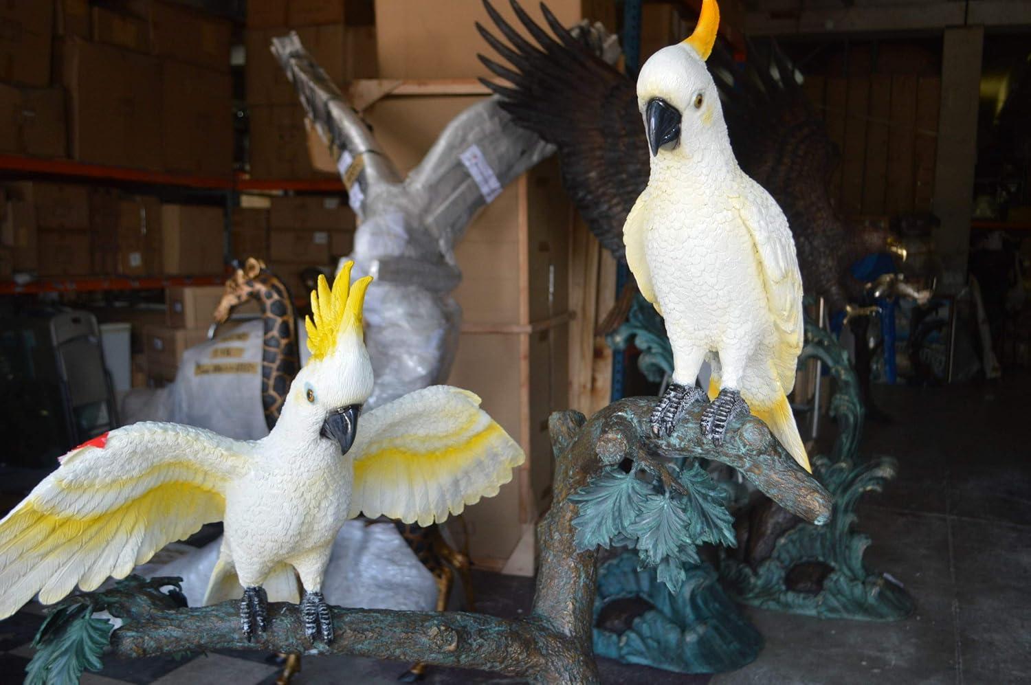 Nifao Statues Three Cockatoo on a Tree Bronze Statue -  Size: 55"L x 34"W x 68"H.