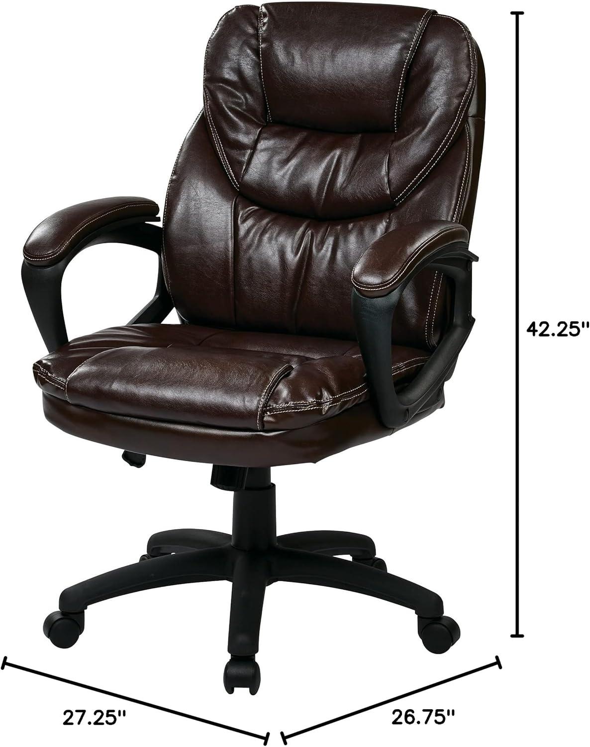 Executive High-Back Swivel Black Leather Office Chair with Lumbar Support