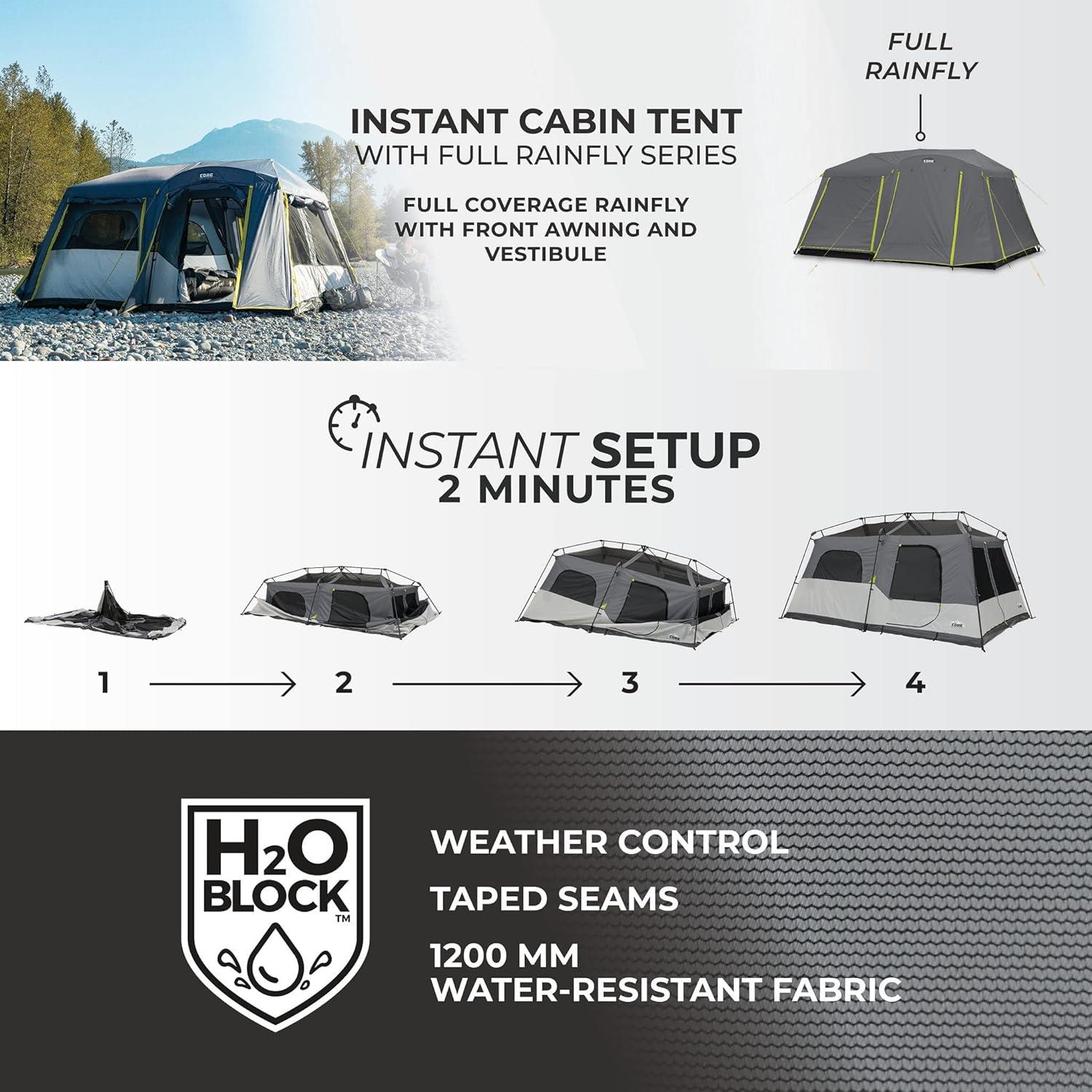 Core 9 Person Instant 18.98 Kgs Cabin Tent 1 ea