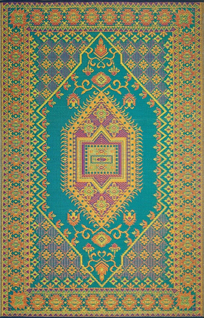 Mad Mats Oriental Turkish Polypropylene Rug Reversible Rust Outdoor, UV Resistant, 100% Recycled Material